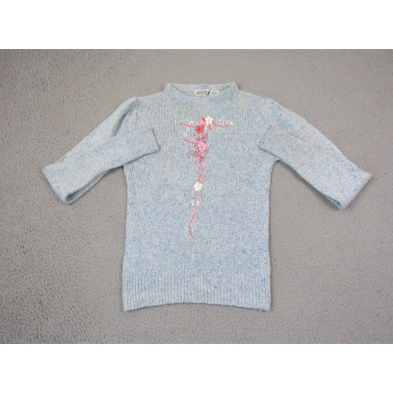 Vintage VINTAGE Fantastic Sweater Womens Small S Blue Silk Angora Floral Embroidered 90s Size S / US 4 / IT 40 - 2 Thumbnail