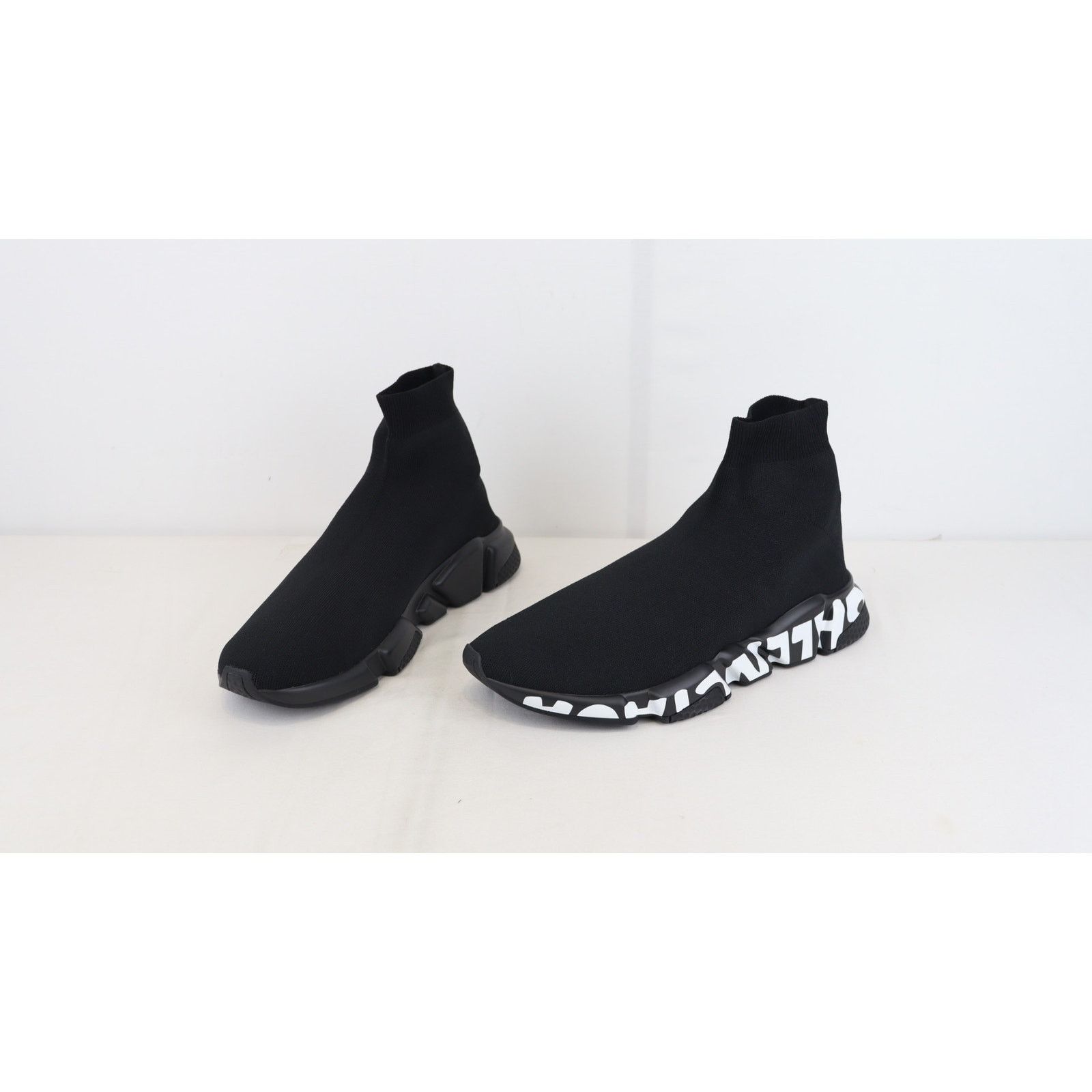 Balenciaga o1rshd1 Q.2 / Knit Graffiti Speed LT Graffiti Sneakers Black Size US 12 / EU 45 - 9 Thumbnail