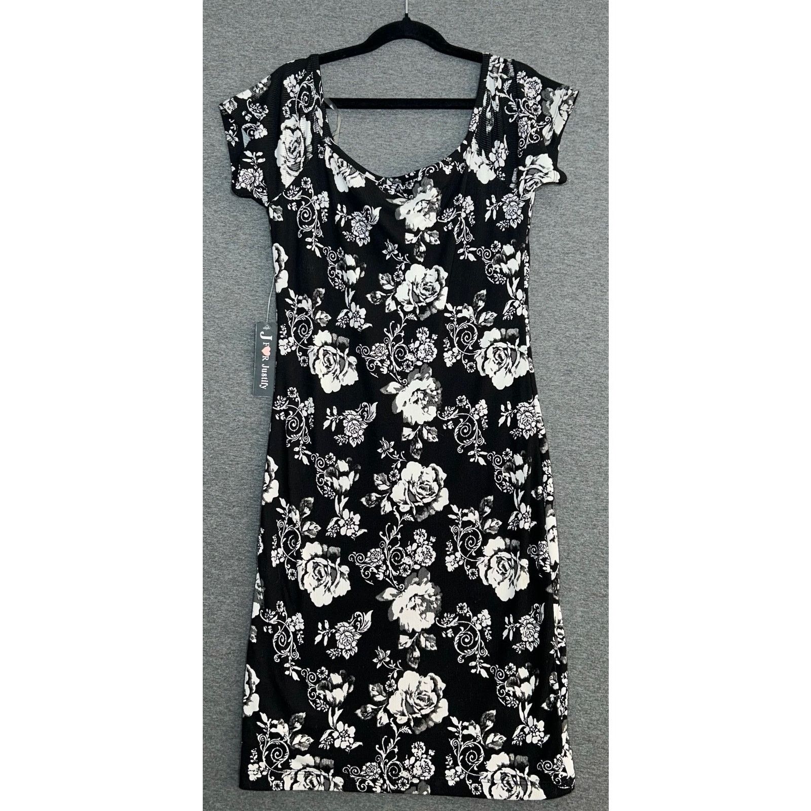 Other Justify | Black White Floral Short Sleeve Dress| NWT | Large Size L / US 10 / IT 46 - 1 Thumbnail