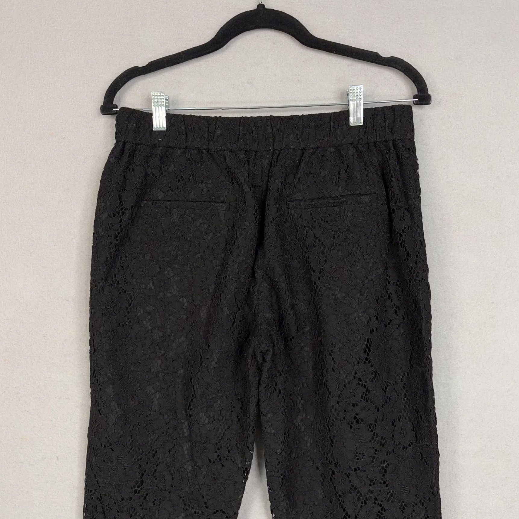 J.Crew J.CREW Pants Womens 4 Black Floral Lace Cropped Tapered Pull On Lined Dressy Size 27" / US 4 / IT 40 - 7 Thumbnail