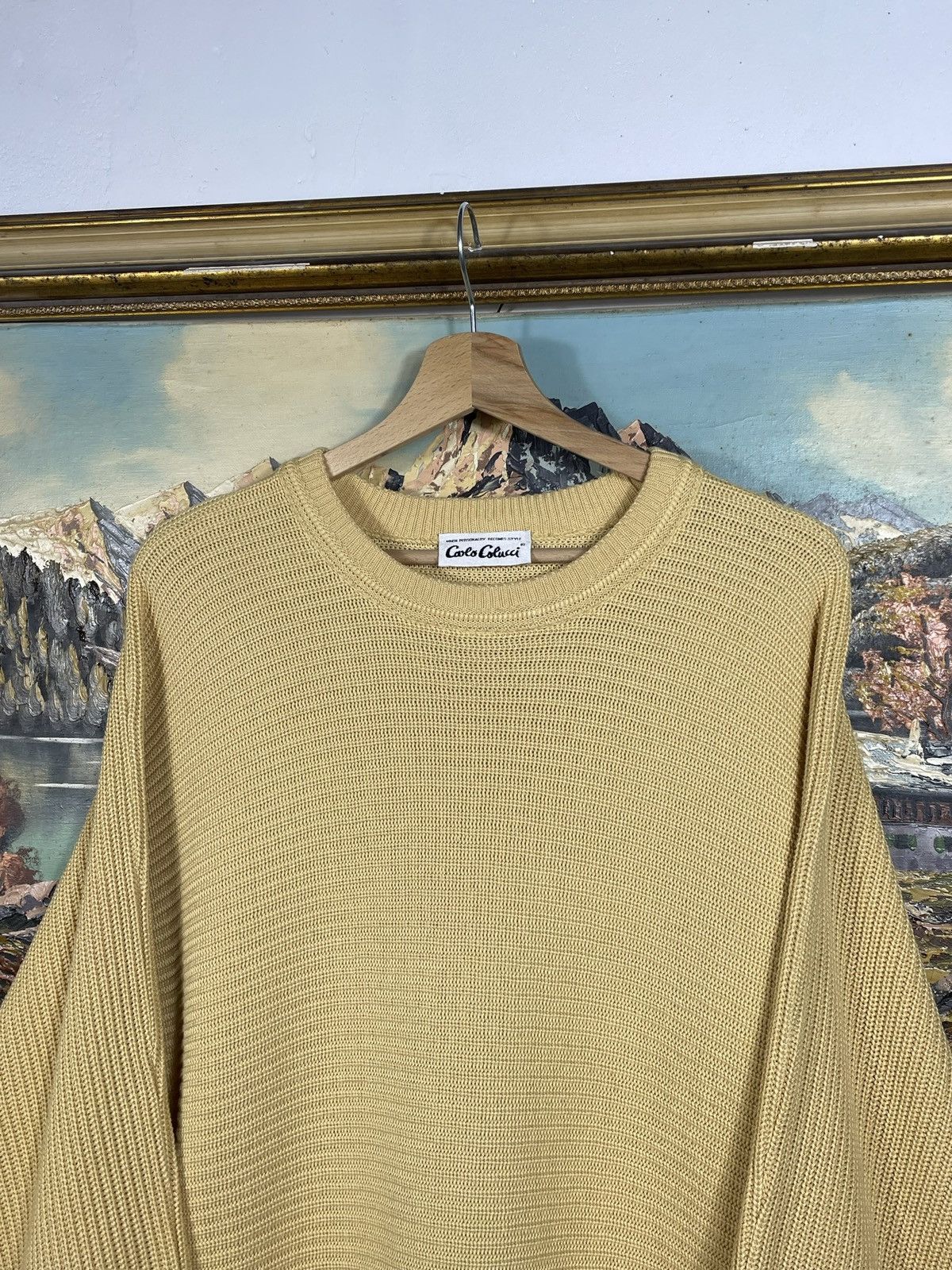 Carlo Colucci × Designer × Vintage Carlo Colucci Vintage Yellow Sweater Jumper Pull Knitwear Size US XXL / EU 58 / 5 - 4 Thumbnail