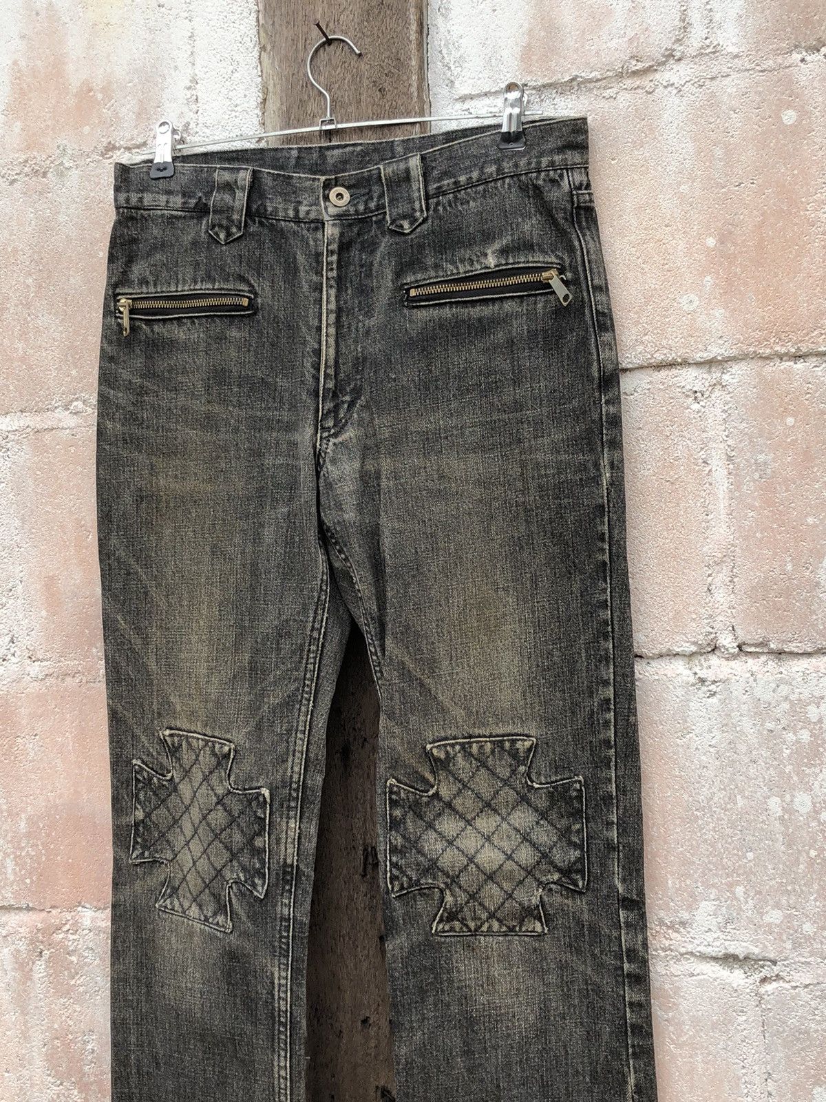 If Six Was Nine × Japanese Brand × Tornado Mart Jeans Lucky Rydy Knee Patch Tornado Mart Japan Black Color Size US 32 / EU 48 - 4 Thumbnail