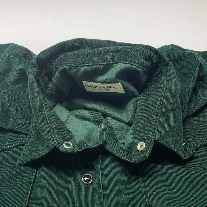 Saint Laurent Paris Saint Laurent Green Long Sleeve Button-Up Shirt-2507 Size US XL / EU 56 / 4 - 3 Thumbnail