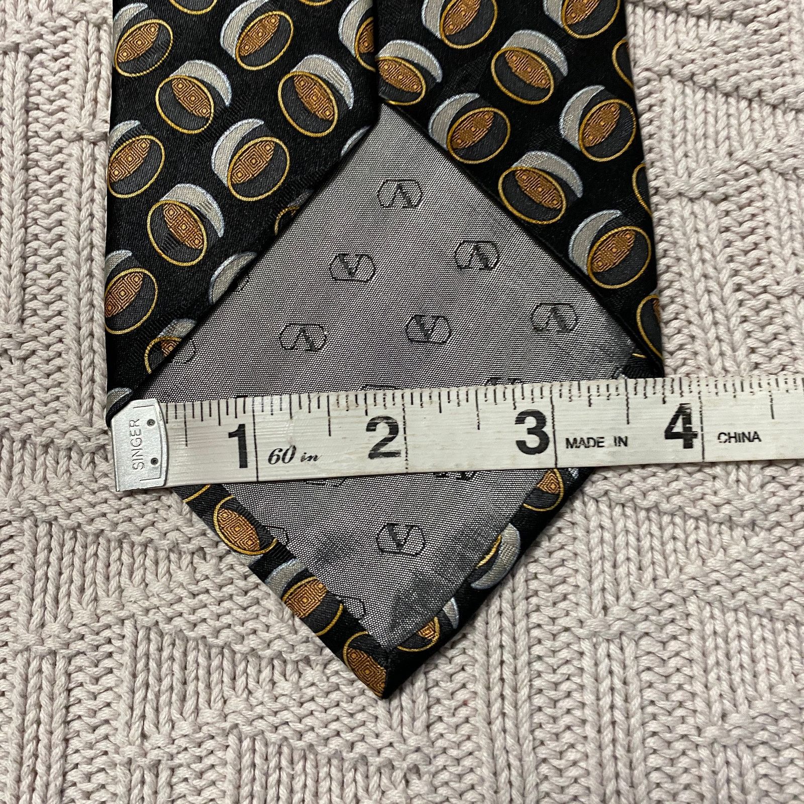 Valentino Vintage Valentino bronze patterned silk tie Size ONE SIZE - 5 Thumbnail