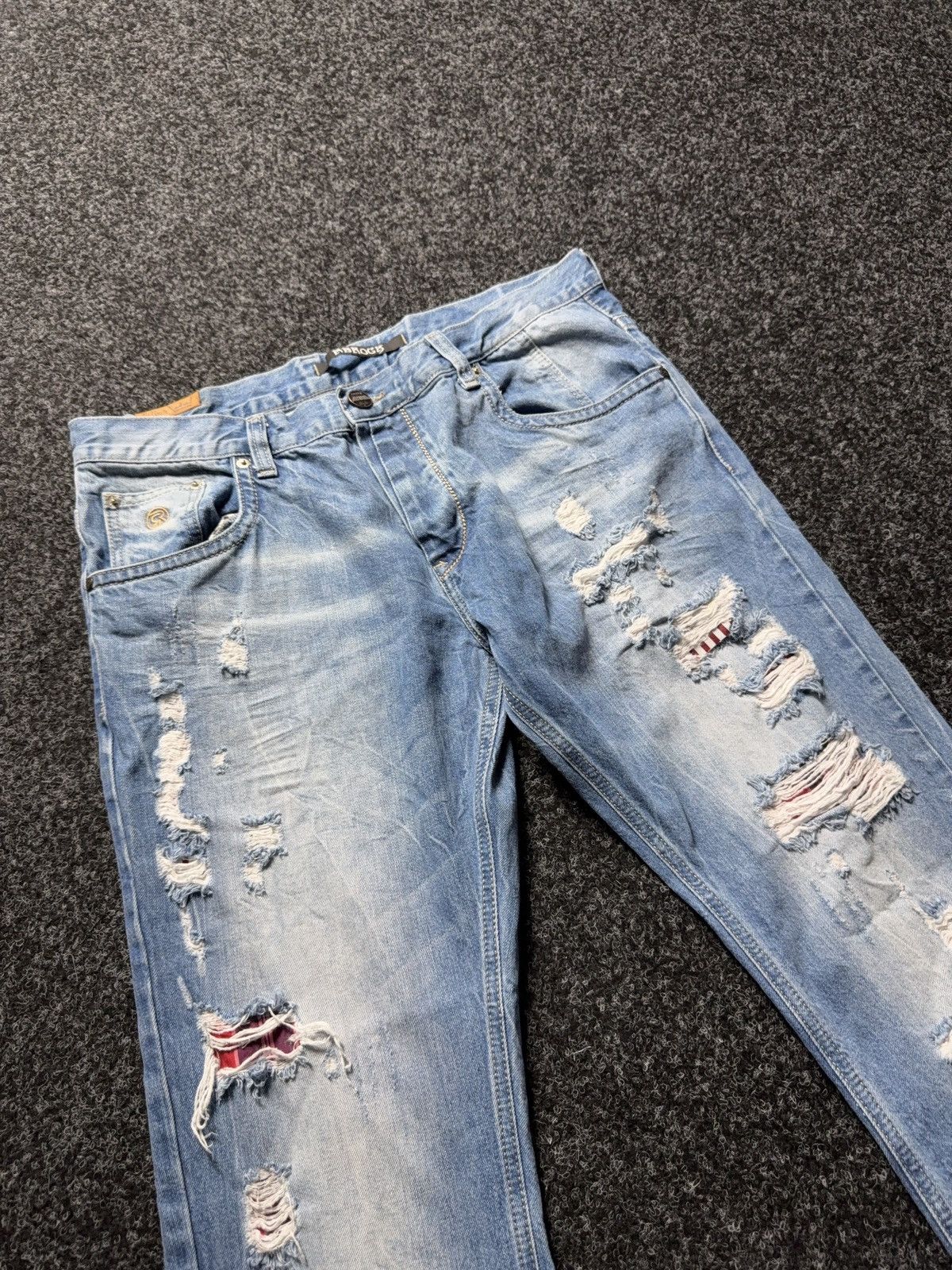 Le Grande Bleu (L.G.B.) Y2K Distressed Japanese Biker Denim Jeans Destroyed Punk Size US 34 / EU 50 - 4 Thumbnail