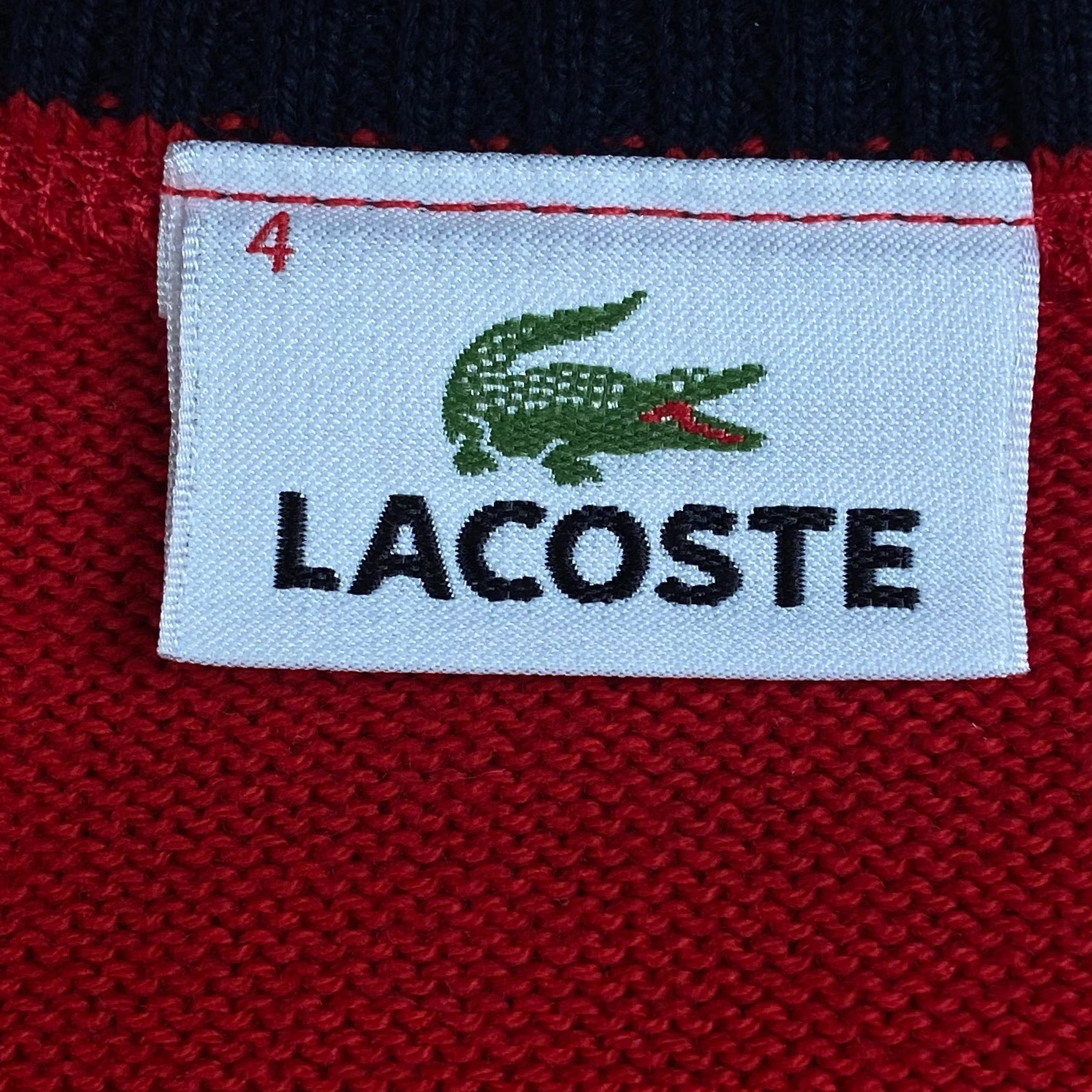 Lacoste × Vintage Mens Jumper Lacoste Vintage V Neck Size L Red Size US L / EU 52-54 / 3 - 4 Thumbnail