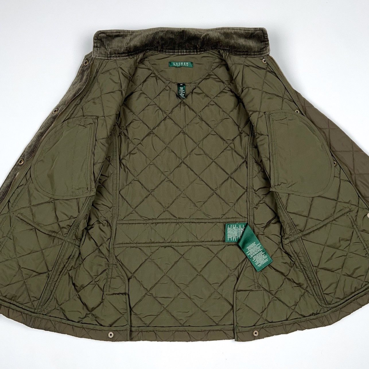 Lauren Ralph Lauren Ralph Lauren Quilted Khaki Olive Jacket Green Corduroy Neck Size XS / US 0-2 / IT 36-38 - 10 Thumbnail