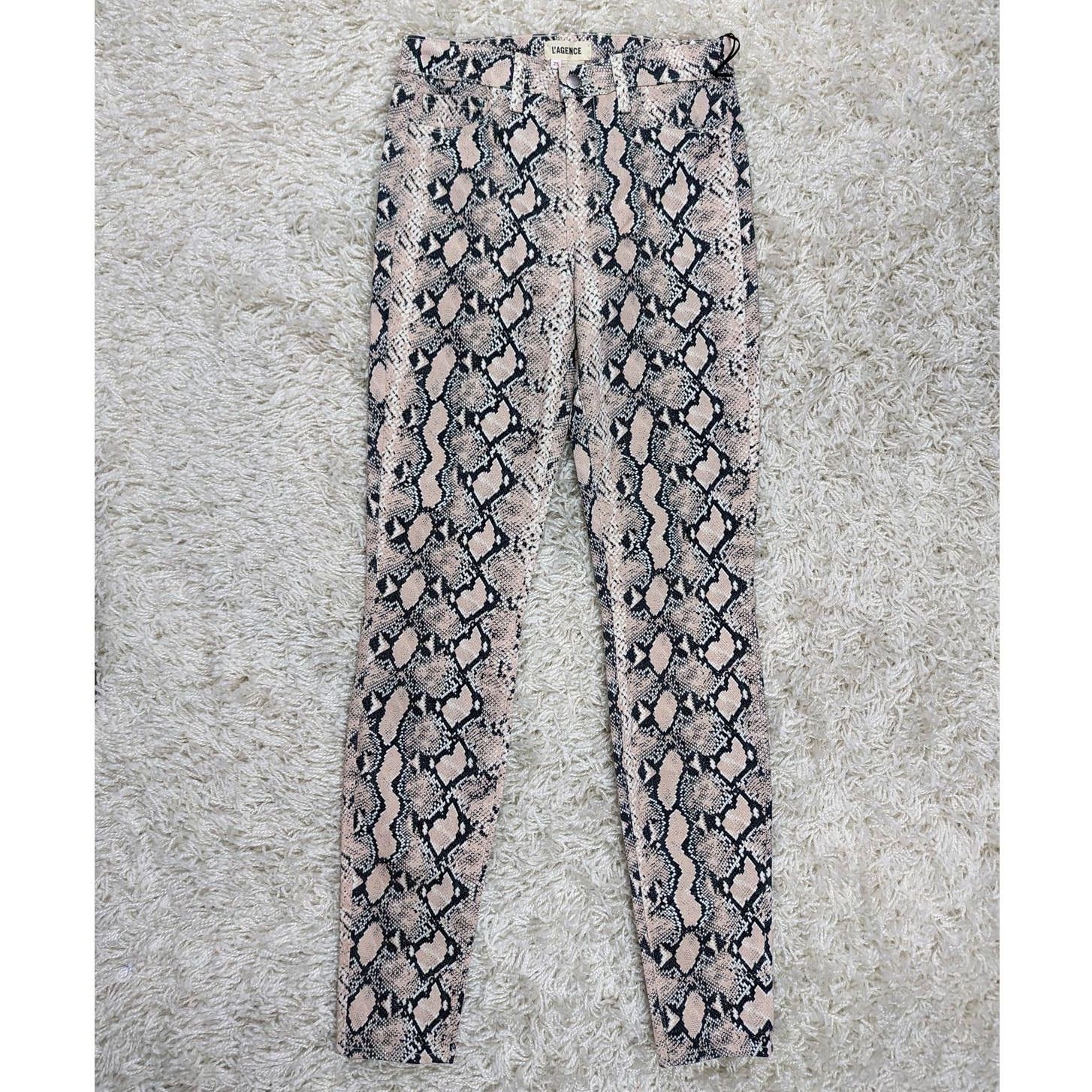 L'AGENCE L’AGENCE Marguerite Pink Python Print High Rise Jeans Size 25" / US 0 / IT 36 - 11 Thumbnail
