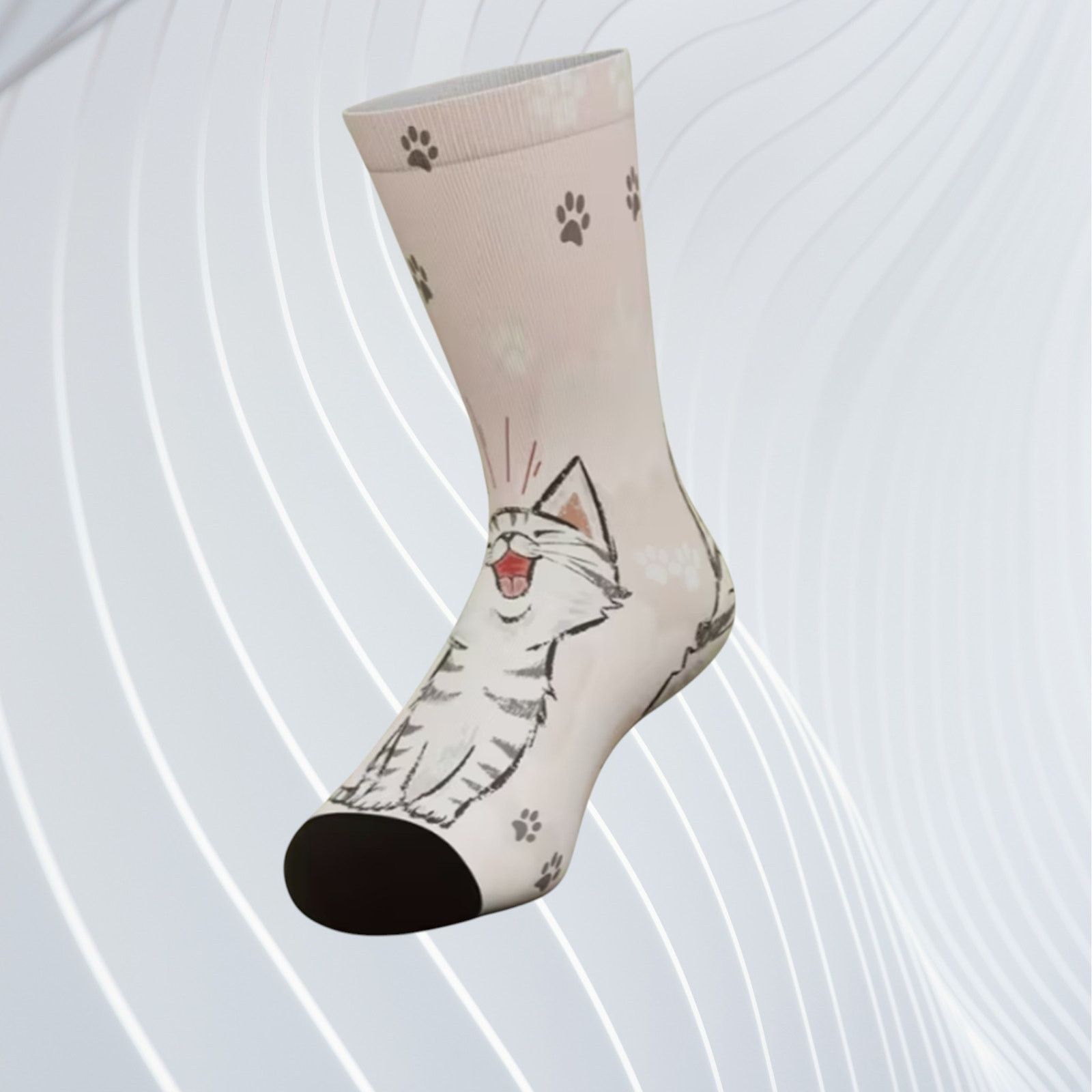 Other Cat Paw Print Crew Socks | Cute Cat Lover Socks | US 7–9.5 Size ONE SIZE - 7 Thumbnail