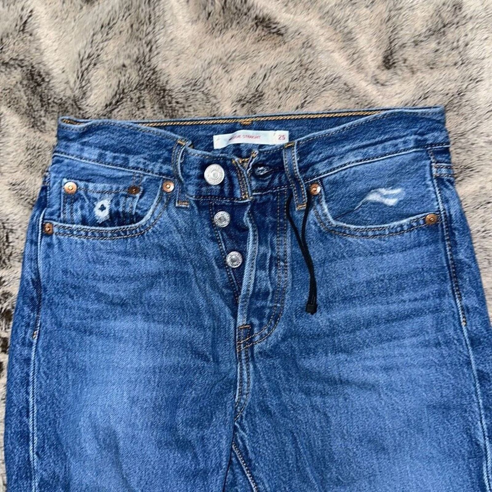 Levi's Levi’s Wedgie Fit Distressed Blue Jeans | Size 25 Size 25" / US 0 / IT 36 - 3 Thumbnail