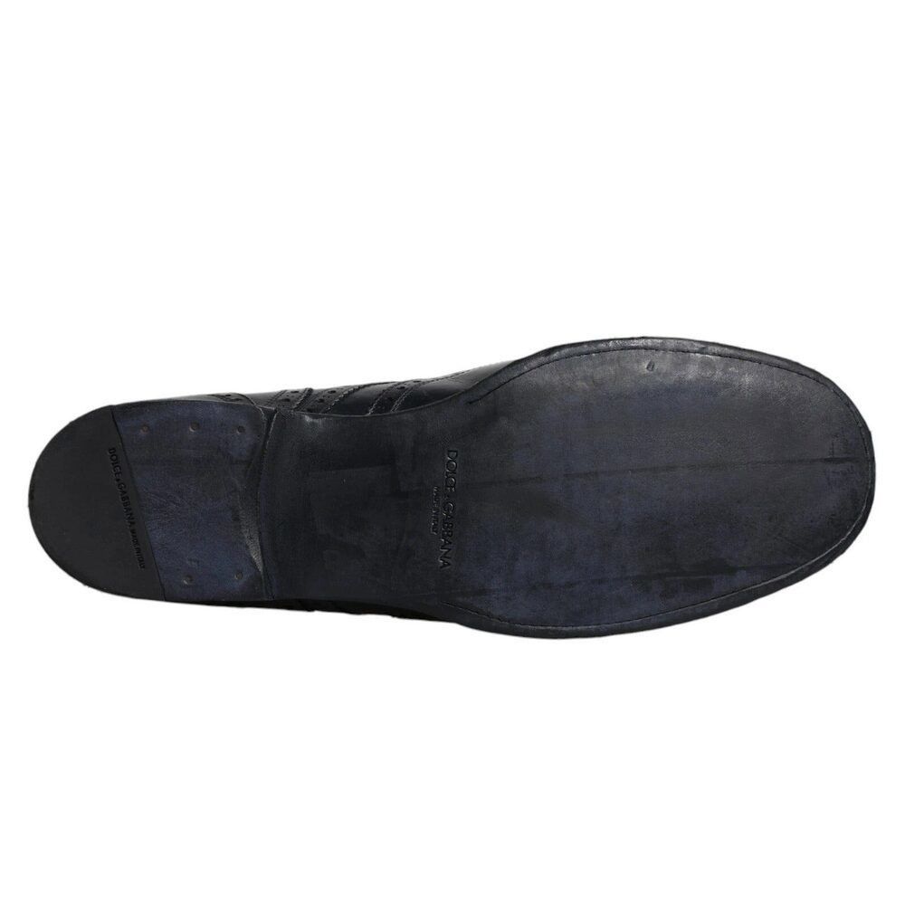 Dolce & Gabbana Dolce & Gabbana Dark Blue Leather Derby Wingtip Formal Shoes Size US 11 / EU 44 - 8 Thumbnail