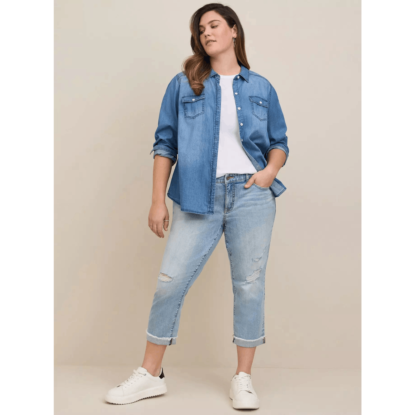 Torrid Torrid Crop Boyfriend Straight Vintage Stretch Mid-Rise Jean Size 38" / US 16 / IT 52 - 1 Thumbnail