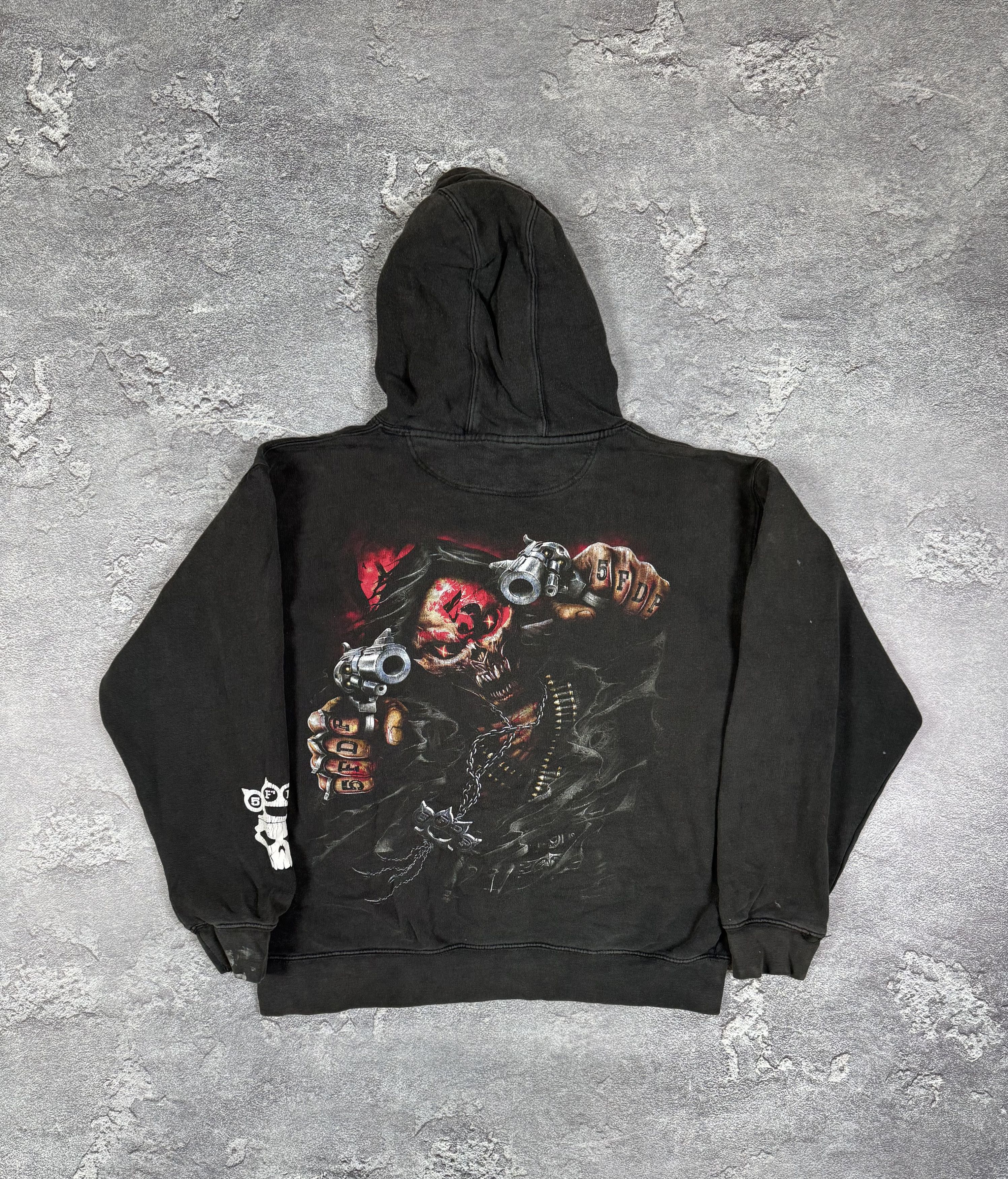 If Six Was Nine Y2K 2000s Gothic Skulls Spiral Distressed Faded Hoodie Size US XXL / EU 58 / 5 - 3 Thumbnail