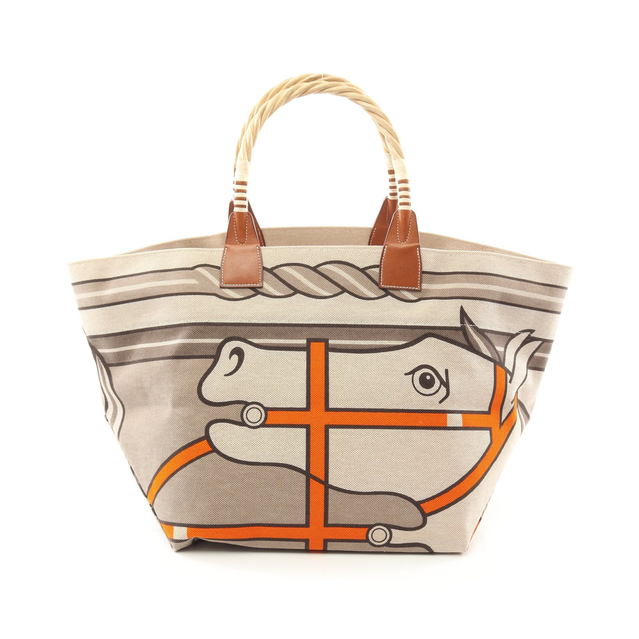 Hermes Hermes Steeple Large Handbag Tote Bag Toile Ash Straw Veau Barenia Beige Multicolor Stamp Size ONE SIZE - 1 Thumbnail