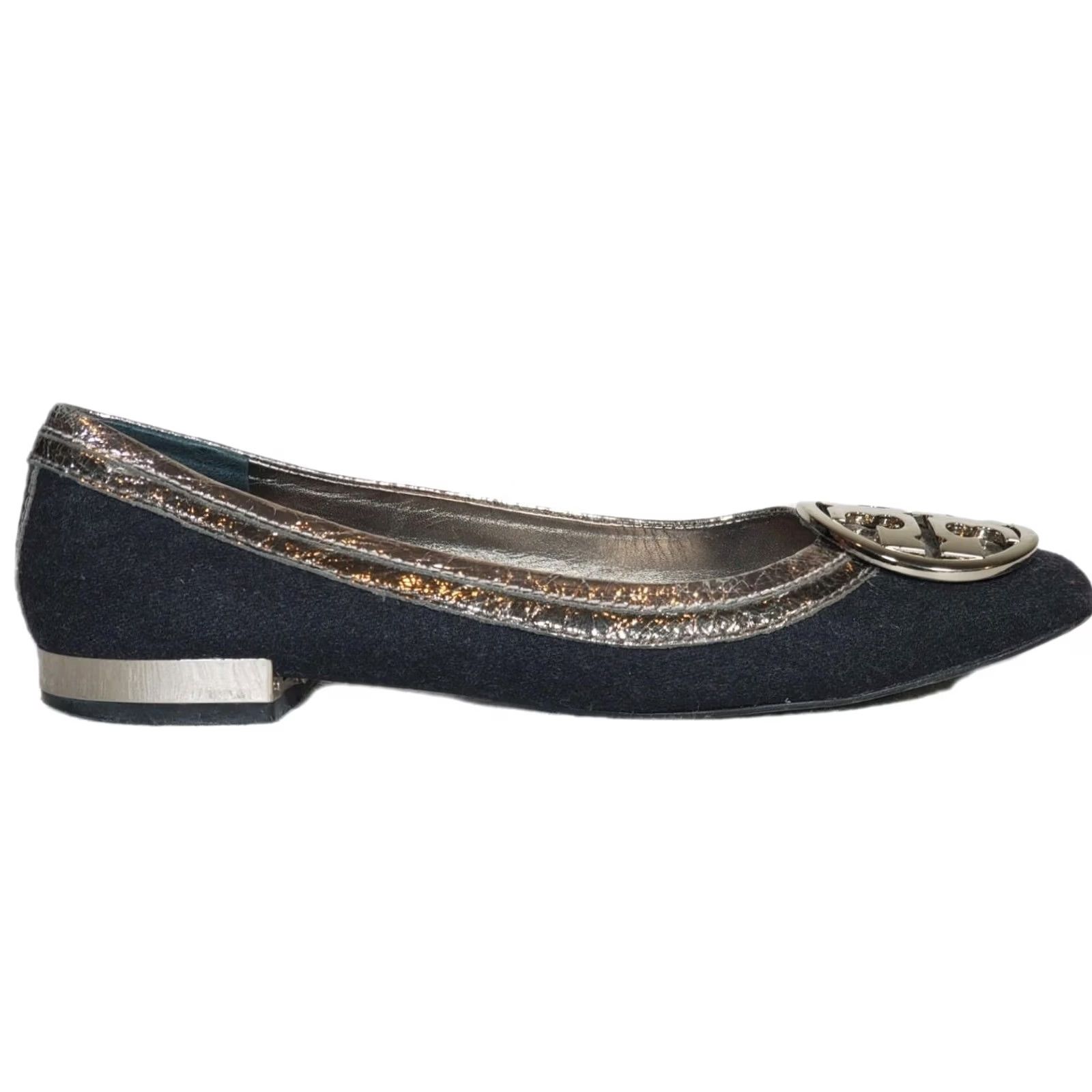 Tory Burch Tory Burch Gerritt Flannel Flats Dark Gray / Dark Pewter Women's US 7 M Size US 7 / IT 37 - 3 Thumbnail