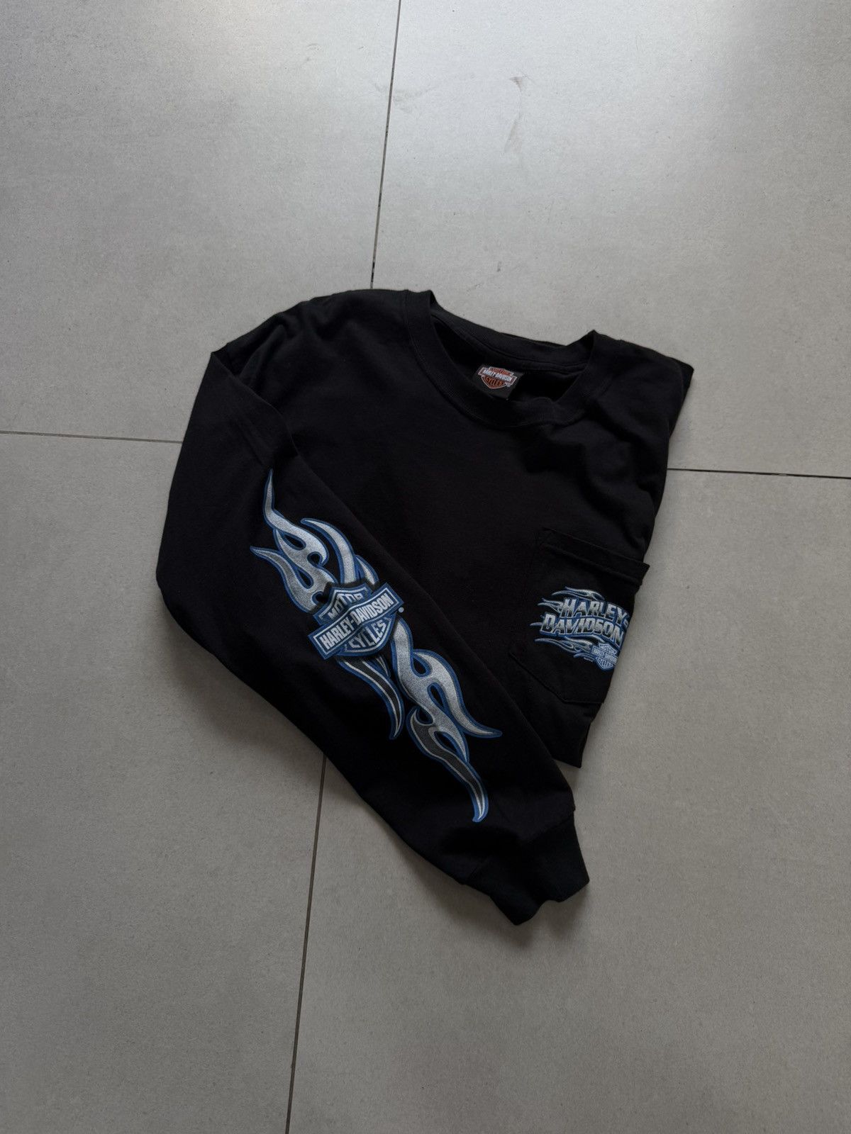 Harley Davidson Harley Davidson Blue Flames INSANE Size US XL / EU 56 / 4 - 4 Thumbnail