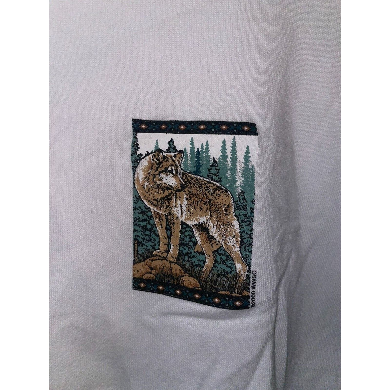 Jerzees Vintage Wolf Sweatshirt Animal Nature White Crewneck VTG 90s Size US M / EU 48-50 / 2 - 3 Thumbnail