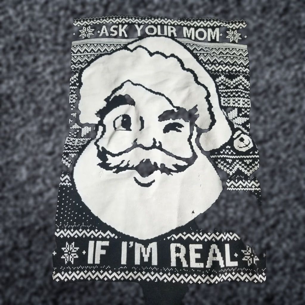 Jerzees Mens M Ugly Christmas Santa Claus Sweatshirt Distressed Graphic Print JERZEES Black Cotton / Polyester Blend Size US M / EU 48-50 / 2 - 1 Thumbnail