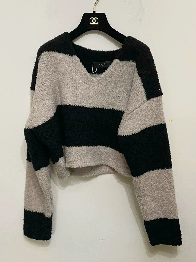 Amiri Amiri short horizontal striped wool mohair sweater Size M / US 6-8 / IT 42-44 - 1 Thumbnail