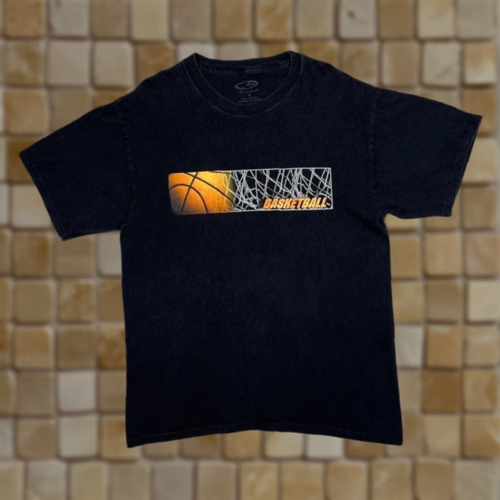 Champion Champion Basketball Spellout Box Logo Graphic Black T-Shirt Medium Mens Regular Cotton Short Sleeve Round Neck Size US M / EU 48-50 / 2 - 1 Thumbnail