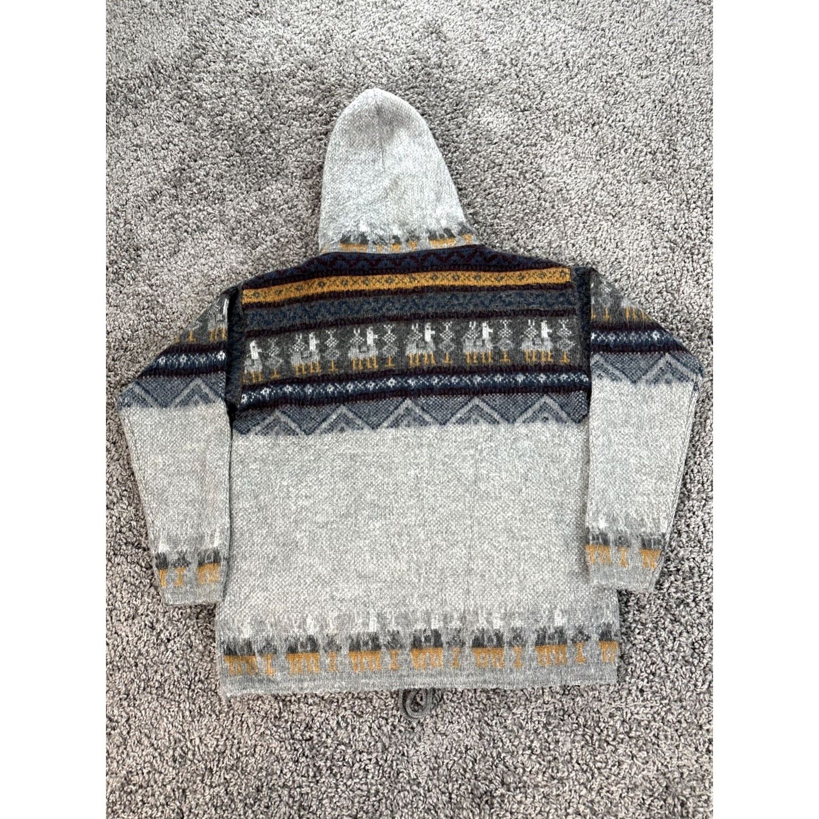 Vintage Tuntaquimba Hoodie Mens Small Full Zip Gray Wool Fair Isle Hooded Knit Zip Size US S / EU 44-46 / 1 - 5 Thumbnail