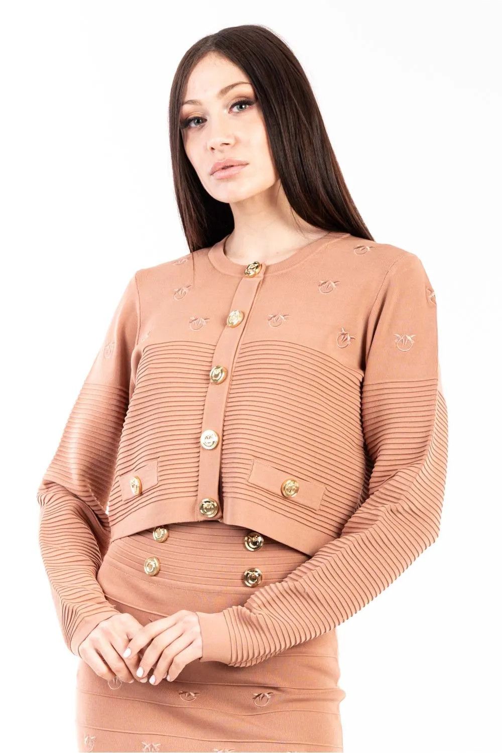 Pinko o1s22i1n0824 Ciliegio Cardigan in Beige Size XS / US 0-2 / IT 36-38 - 1 Thumbnail