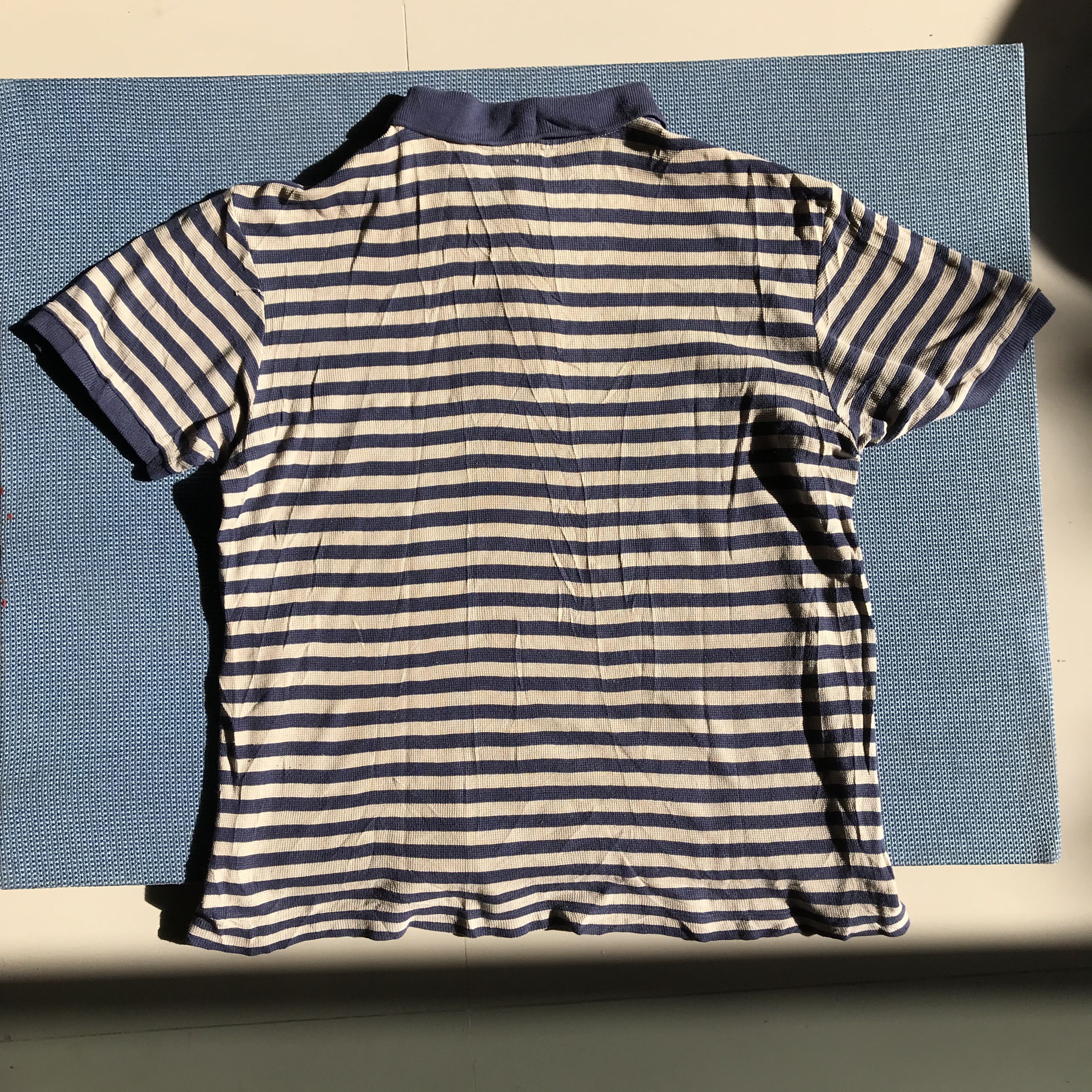 Lacoste Vintage lacoste french Polo Stripes Navy beige Blue colar Size US M / EU 48-50 / 2 - 9 Thumbnail