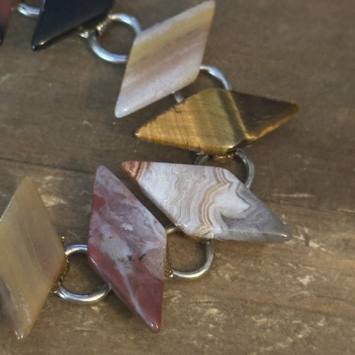 Vintage Vintage polished agate kite shape link bracelet Size ONE SIZE - 3 Thumbnail