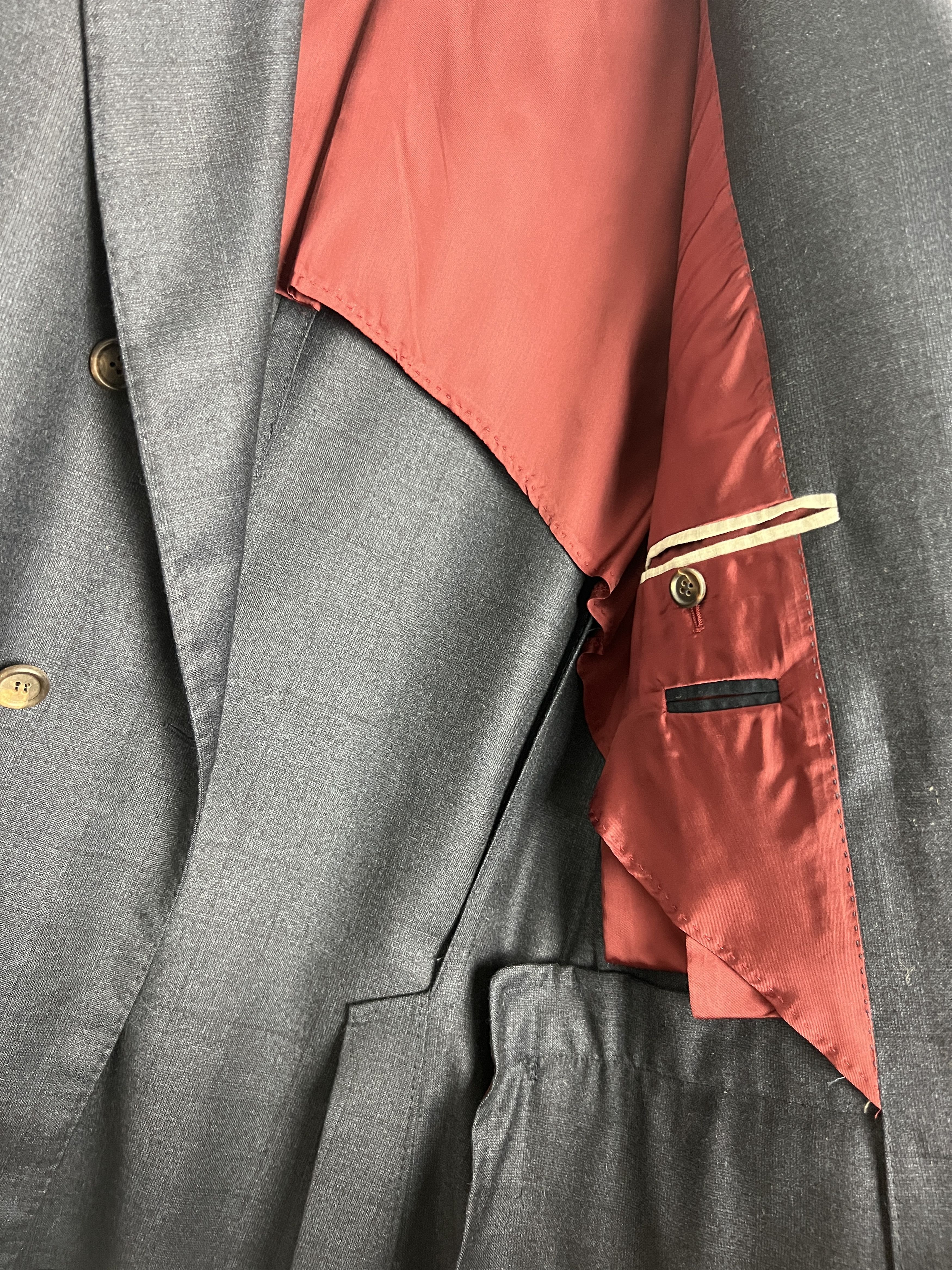 Brunello Cucinelli Navy Windowpane Wool Suit Size 38R - 7 Thumbnail