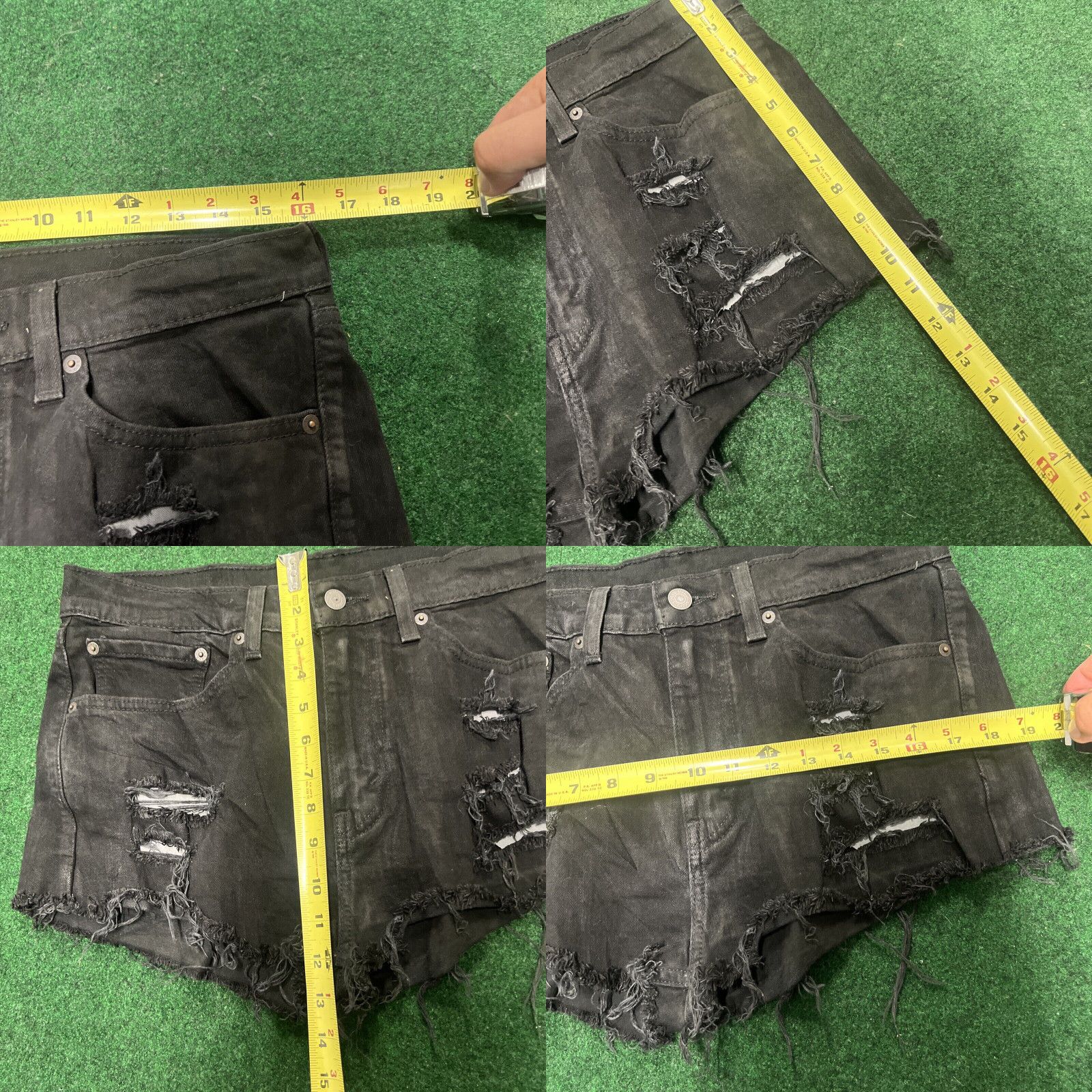 Levi's Vintage Levis 501 Black Distressed with Holes Cutoff 2" Jean Shorts Size 32 Size 24" / US 00 / IT 34 - 8 Thumbnail