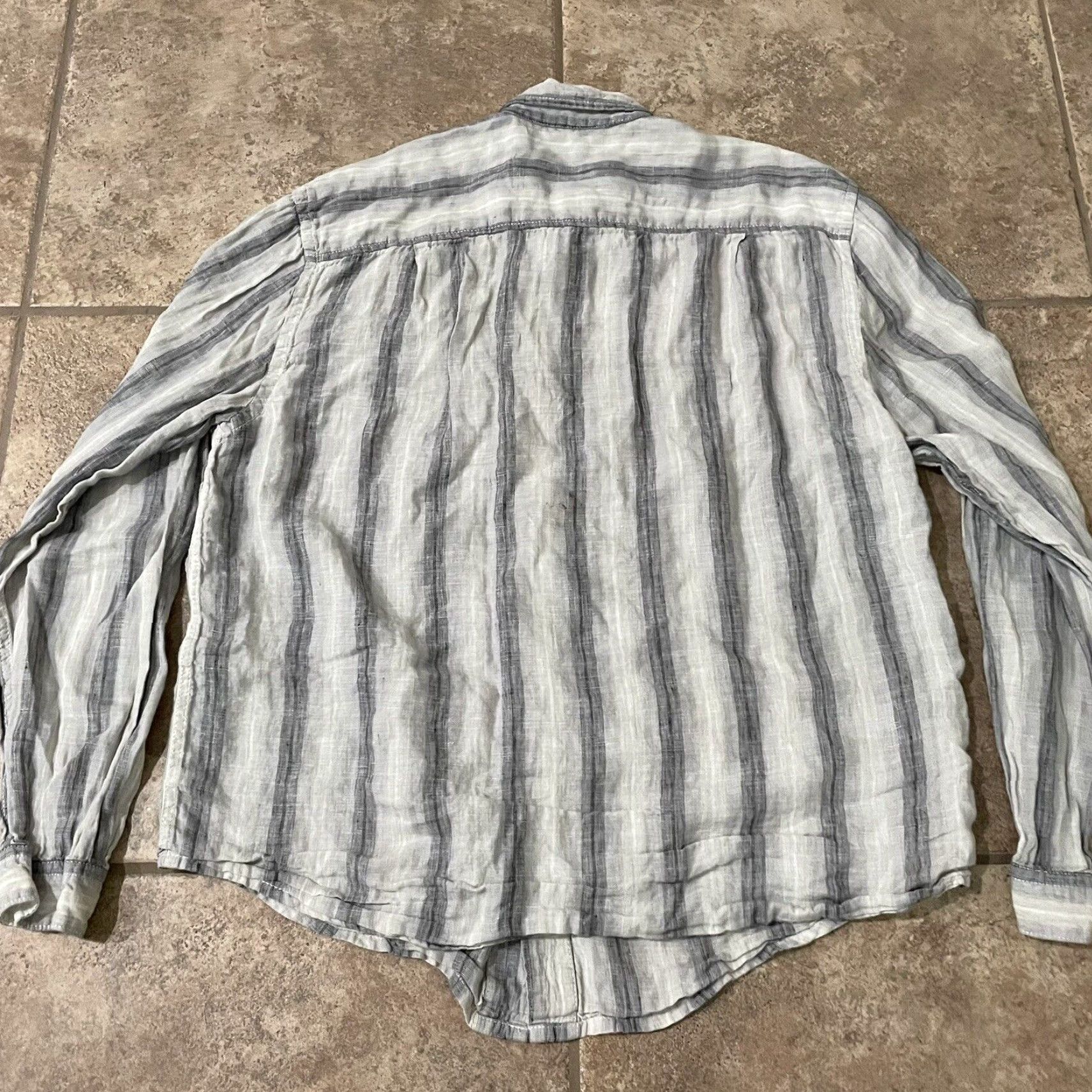 Tommy Bahama Tommy Bahama Relaxed Fit Striped Linen Button-Down Shirt Mens Large White Size US L / EU 52-54 / 3 - 5 Thumbnail