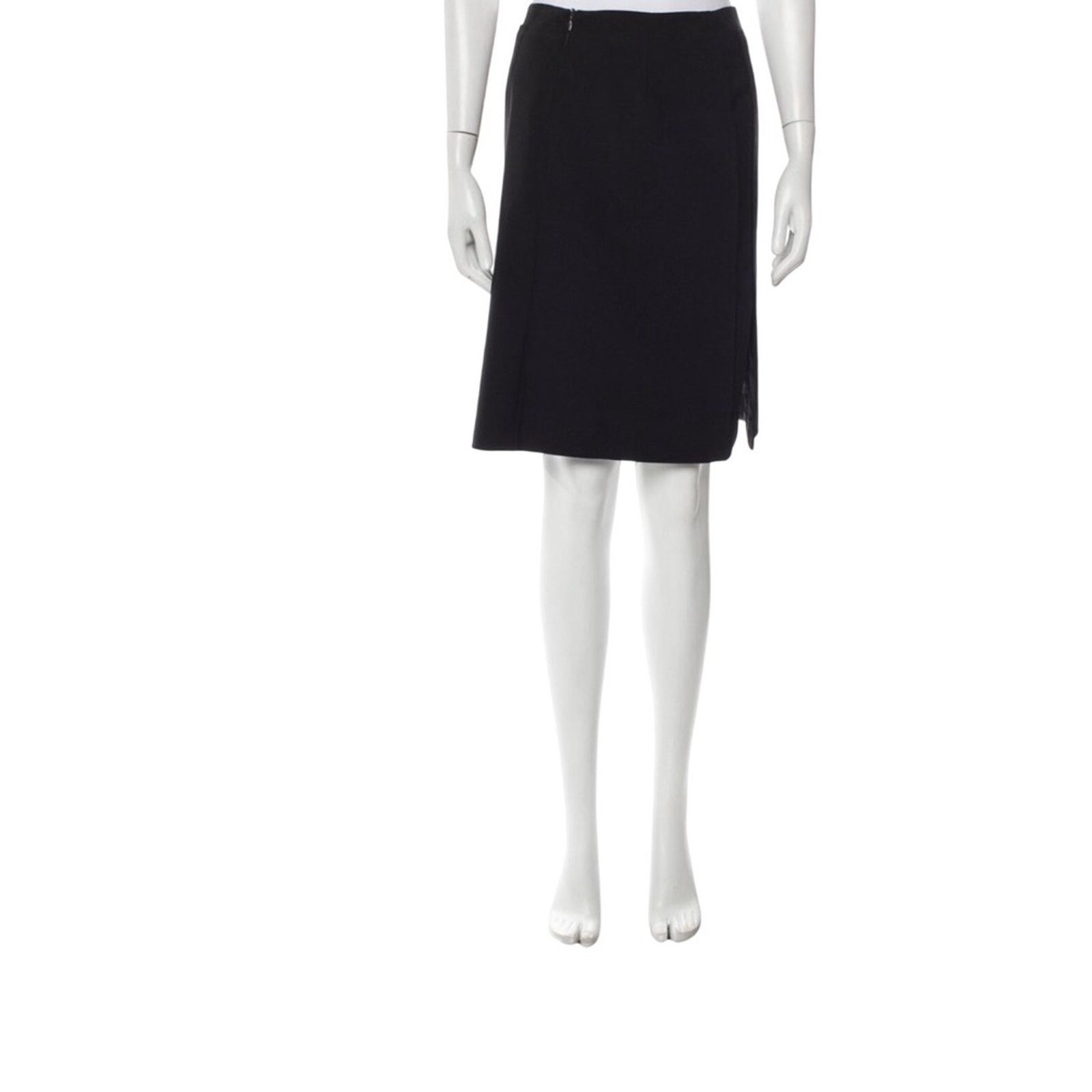 Giorgio Armani Giorgio Armani Black Virgin Wool Knee Length Skirt Size M Size 22" - 3 Thumbnail