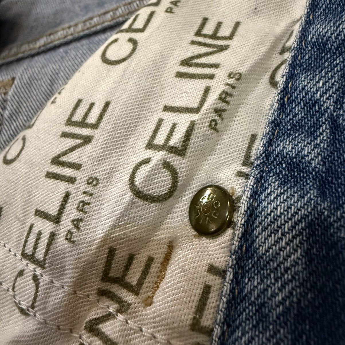 Celine Vintage 90s Voile La Mer Celine Blue Aging Denim Size US 33 - 16 Thumbnail