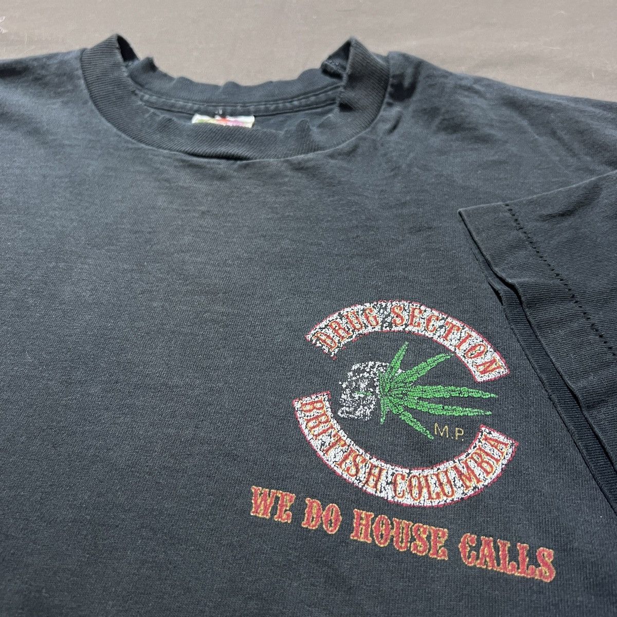 Vintage VTG. 90s Drug Section skull marijuana weed graphic Faded XL Size US XL / EU 56 / 4 - 9 Thumbnail