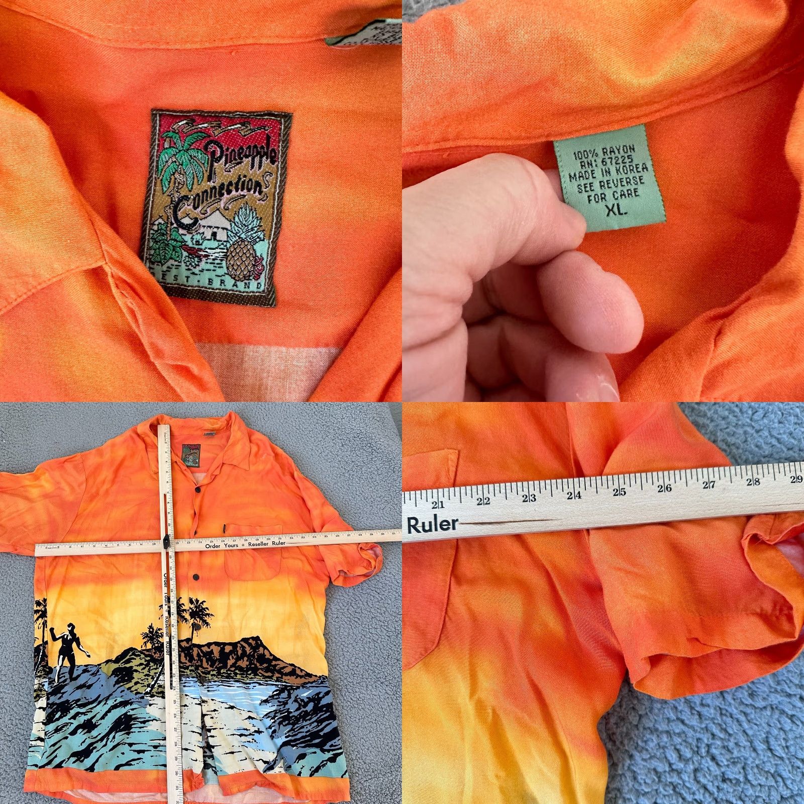Vintage VINTAGE Pineapple Express Shirt Men XL Blue Orange Sunset Floral Button-Up Short Sleeve Collared Shirt Size US XL / EU 56 / 4 - 8 Thumbnail