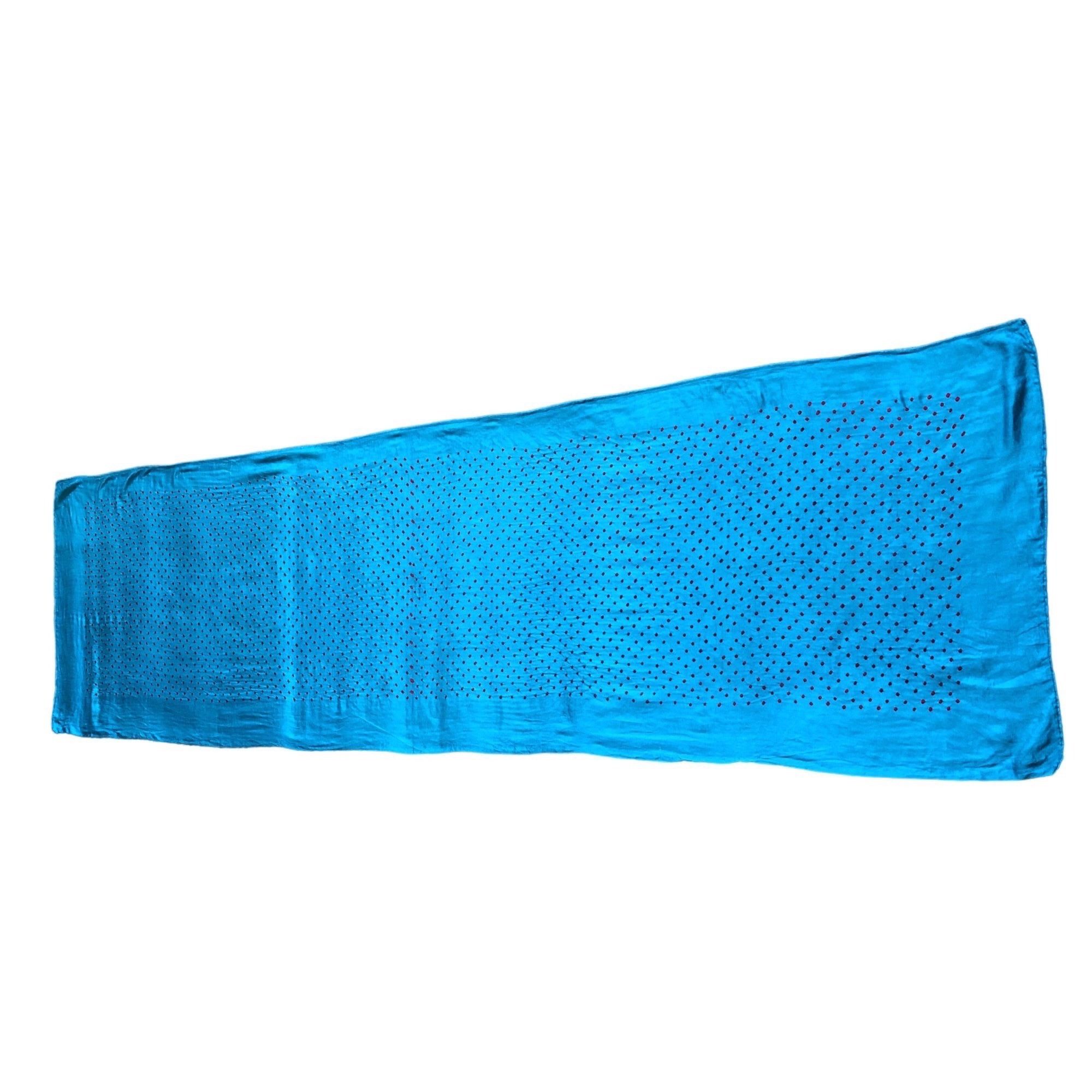 Vintage Vintage Red Dotted Diamond-Like Blue Long Scarf Size ONE SIZE - 2 Thumbnail