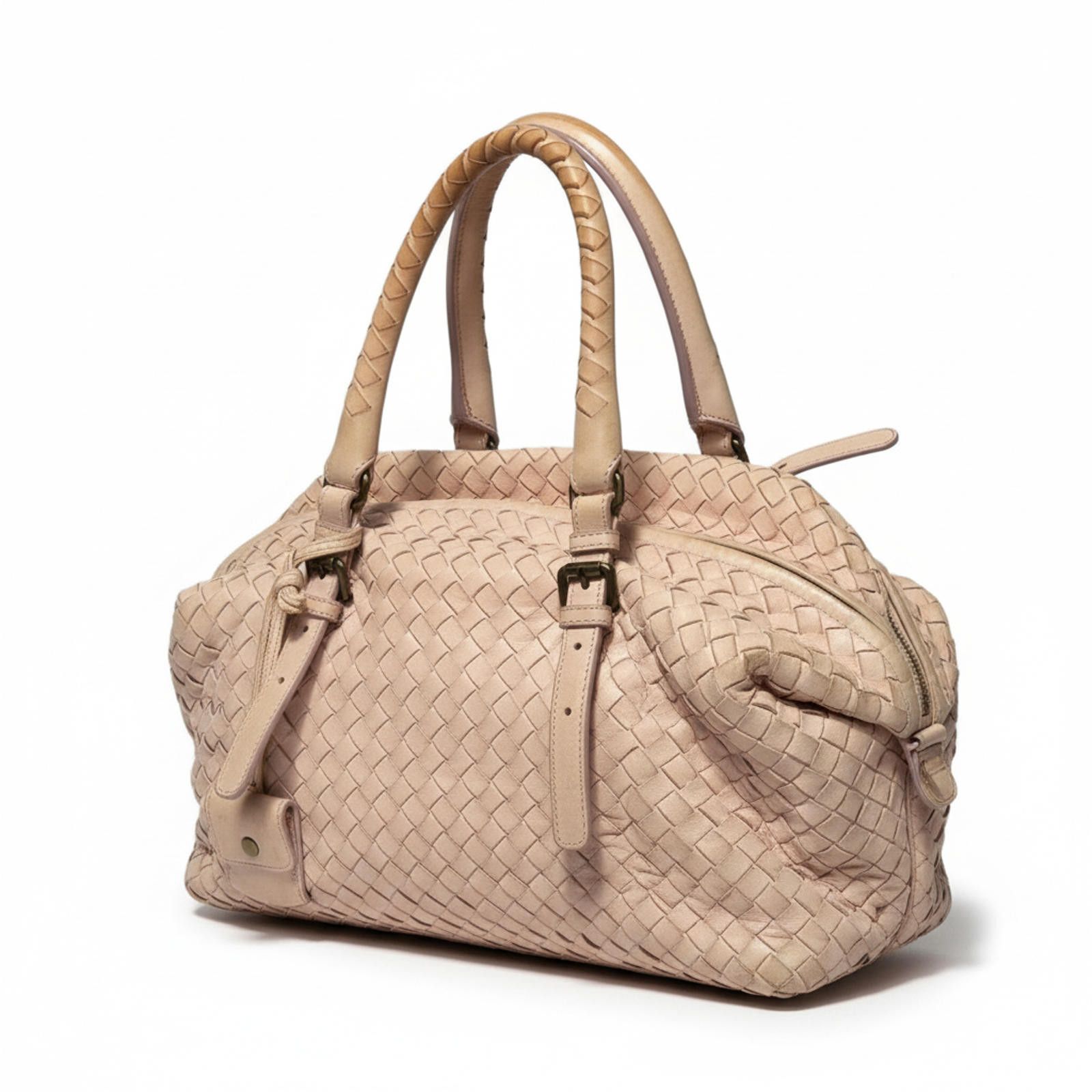 Bottega Veneta Bottega Veneta - Woven Leather Shoulder Bag Beige Size ONE SIZE - 1 Thumbnail