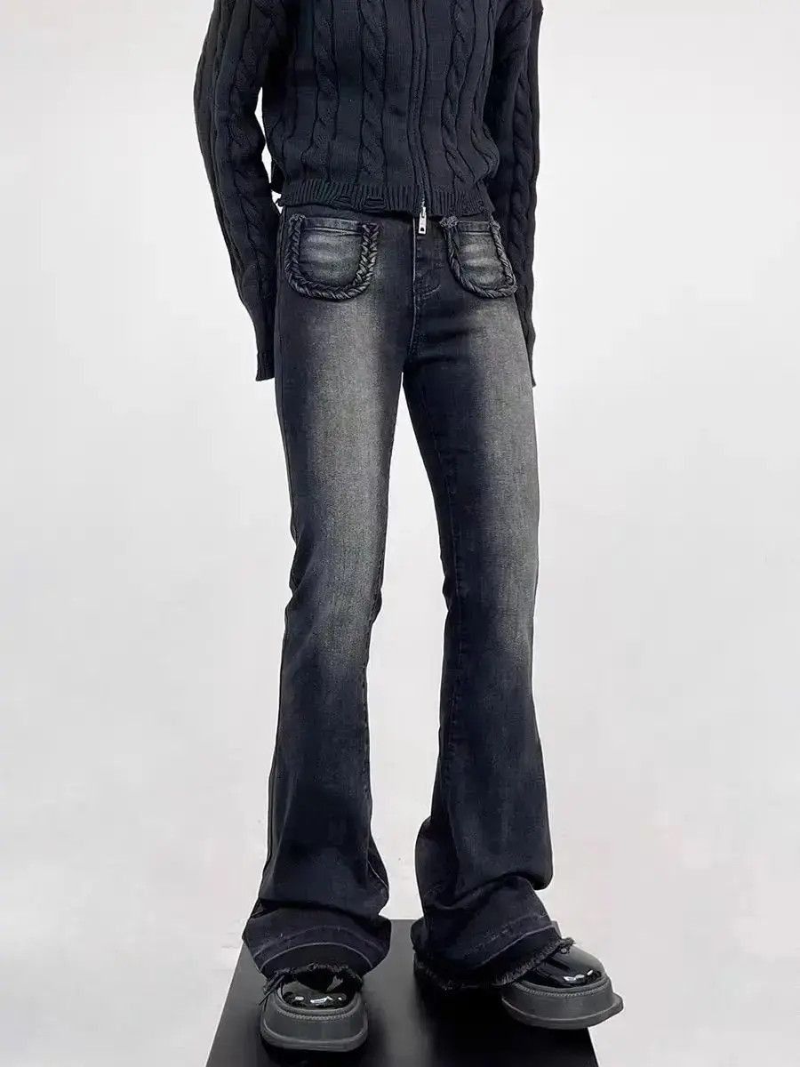Japanese Brand Street wash skinny stretch micro-flared versatile jeans Size US 30 / EU 46 - 4 Thumbnail