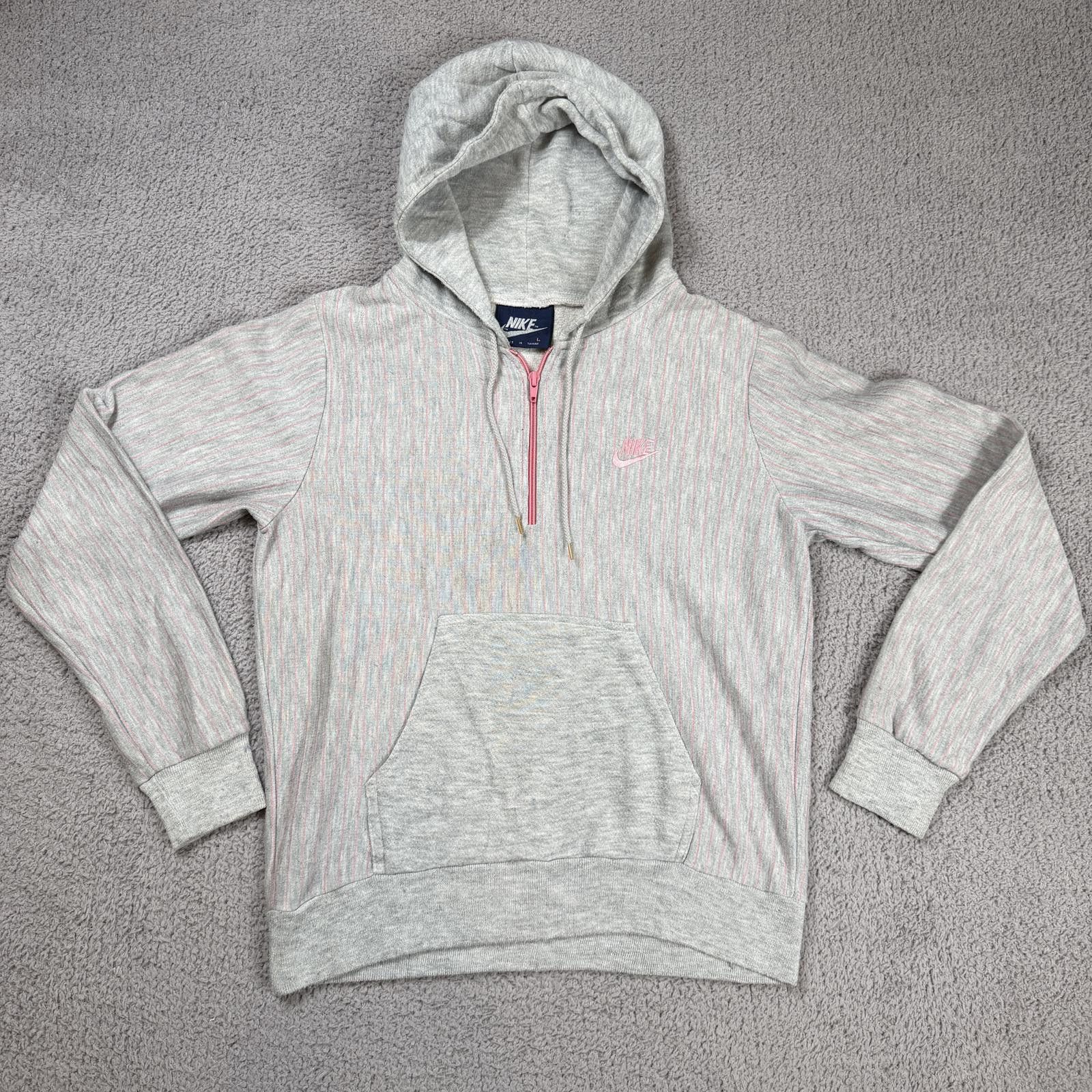 Nike Vintage Y2K Nike Pink Stripe Half Zip Hoodie Large Swoosh Size L / US 10 / IT 46 - 1 Thumbnail