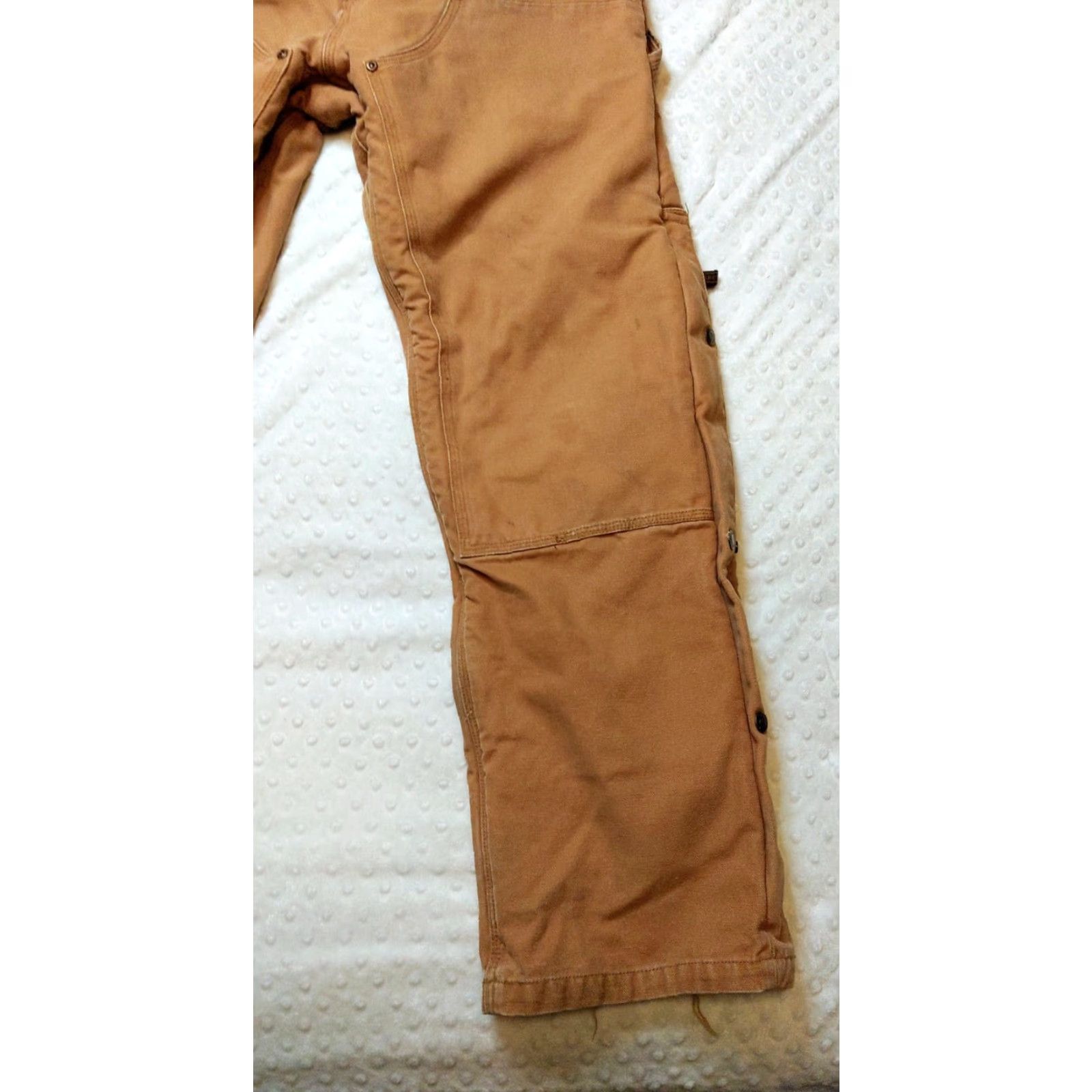 Doublet Five Brother Pants Mens 36 X 32 Brown Sherpa Lined Double Knee Insulated Work Carpenter Cement/Canvas Straight 5-Pocket Cargo Zip Snap Mens Size US 36 / EU 52 - 2 Thumbnail