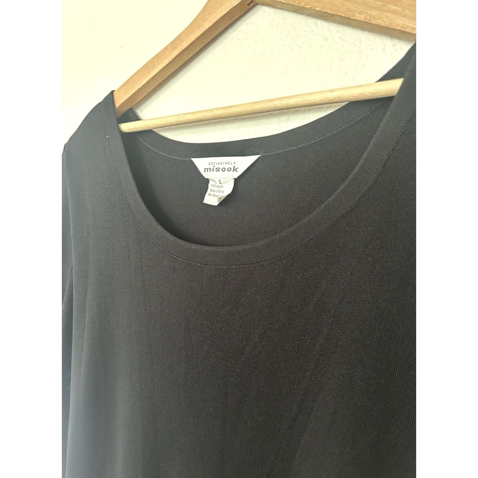 Vintage VINTAGE Misook Black Scoop Neck Knit Maxi Sheath Dress Side Slit L Size L / US 10 / IT 46 - 6 Thumbnail