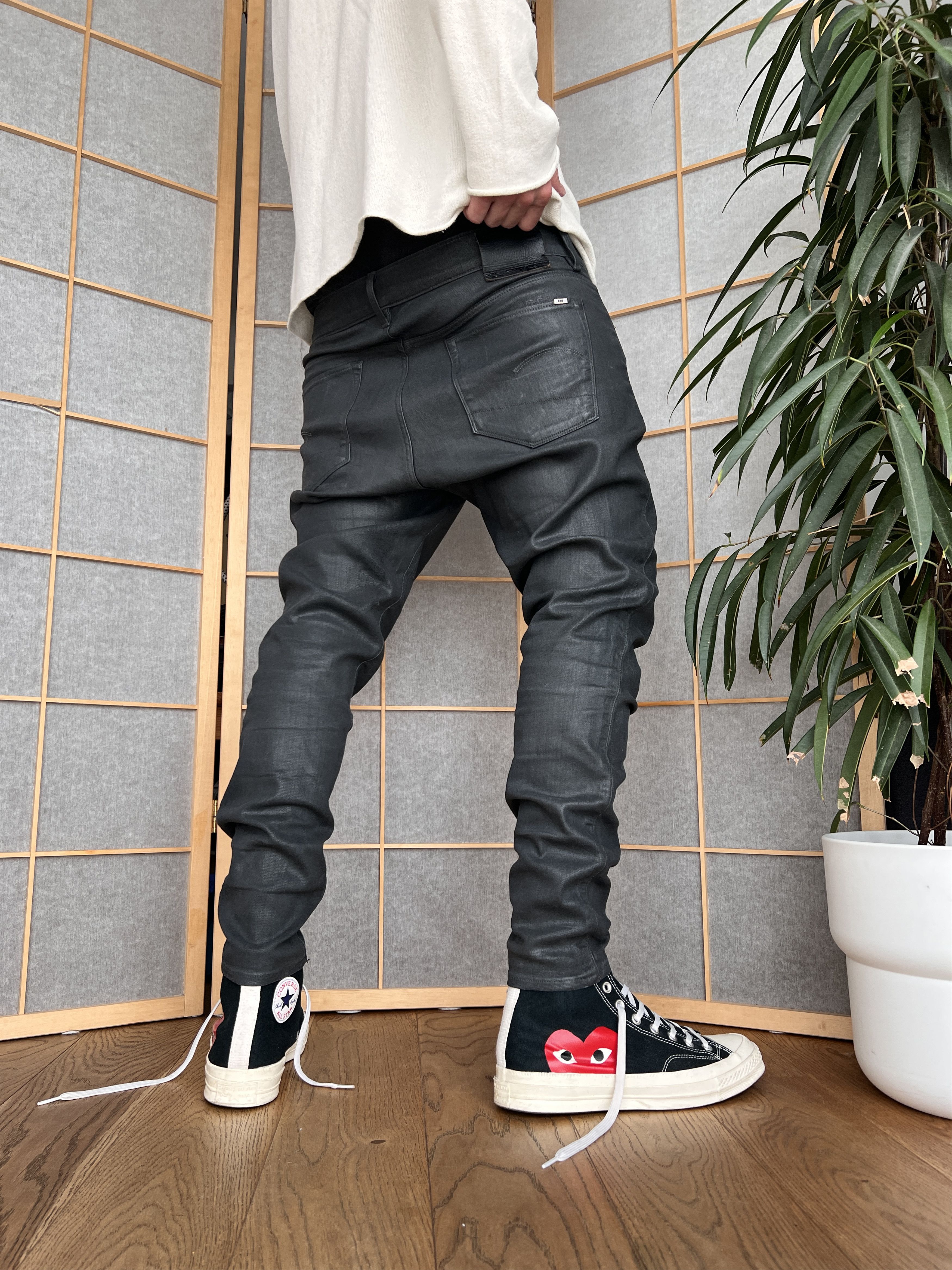 G-Star Sick G Star RAW 3301 faux leather pants waxed stretch skinny Size US 30 / EU 46 - 1 Thumbnail