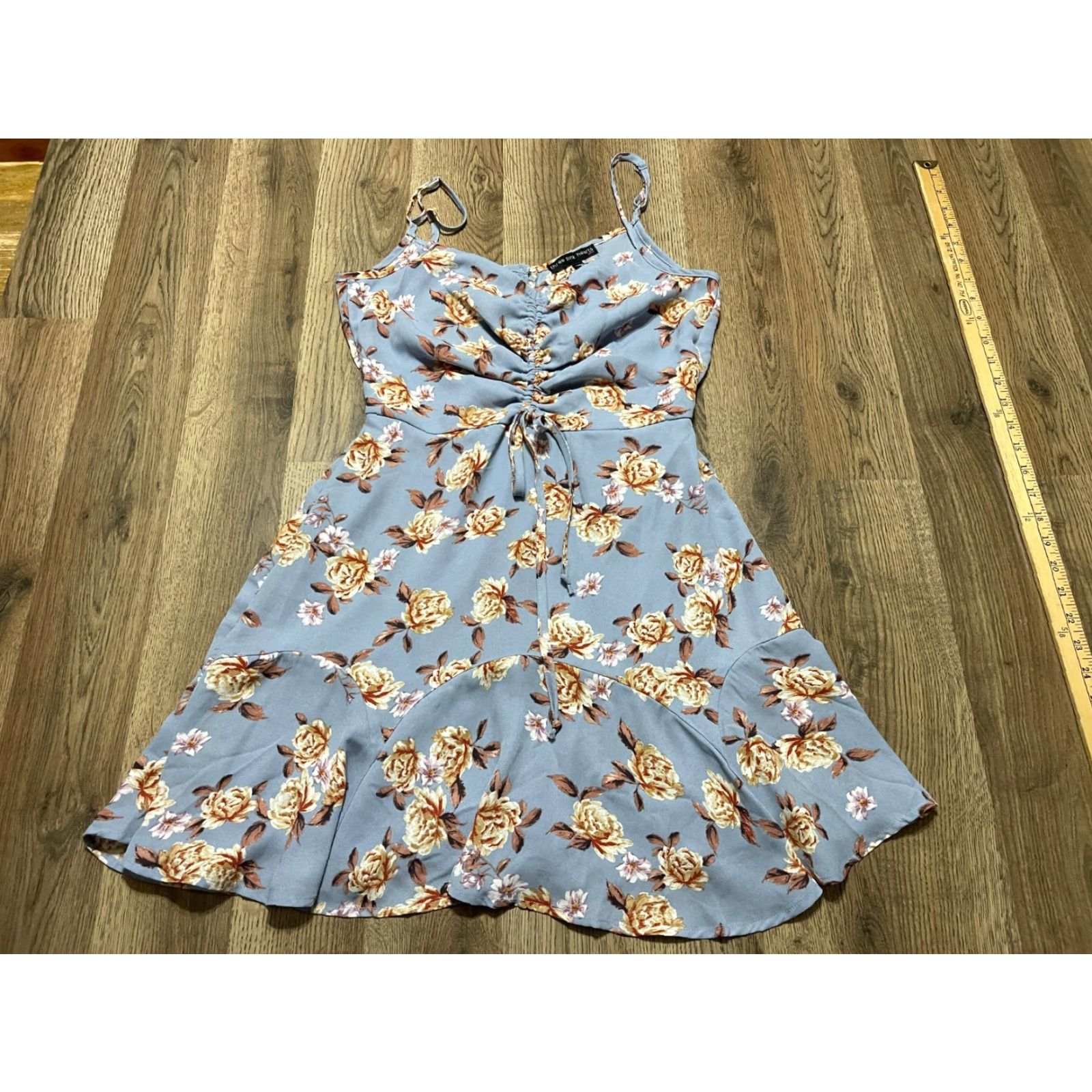 Vintage Three Pink Hearts Dress Women's Small Blue Pink White Floral V-Neck Size S / US 4 / IT 40 - 2 Thumbnail