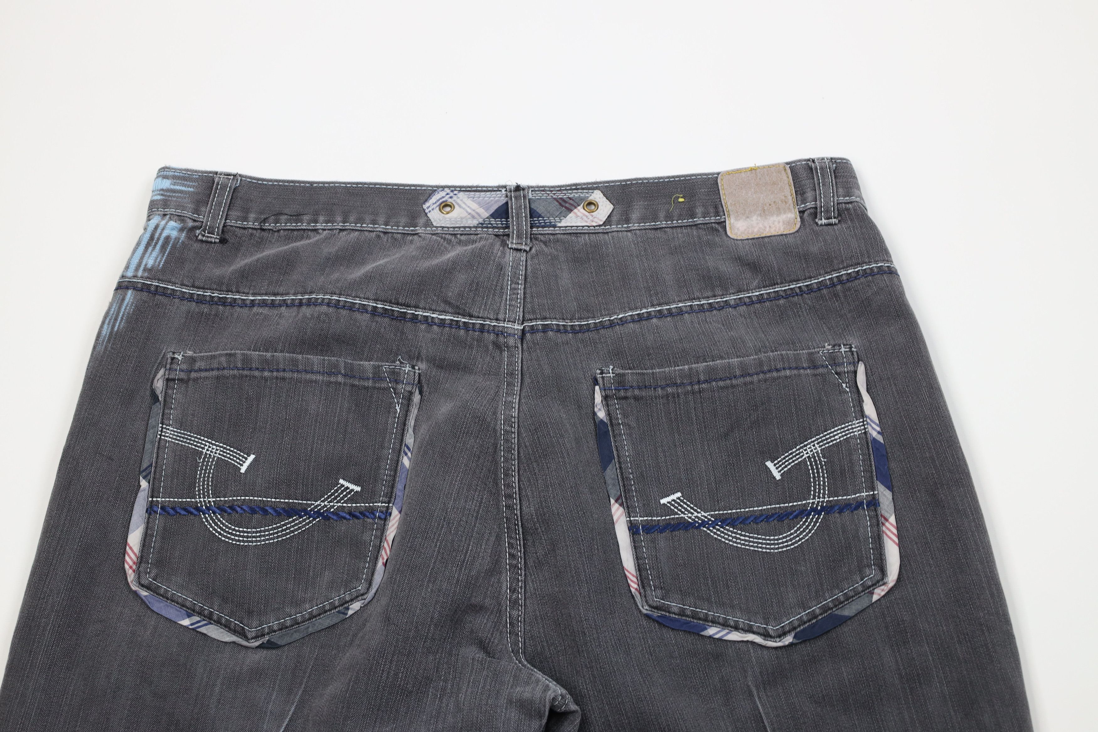 Vintage Vintage 90s Y2K Streetwear Wide Leg Denim Jeans Plaid Gray Size US 40 / EU 56 - 10 Thumbnail