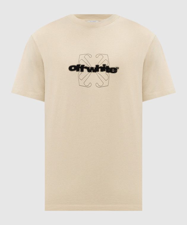 Off-White o1h1sh11224 Flock Arrow Slim Tee in Black/Beige Size US M / EU 48-50 / 2 - 1 Thumbnail