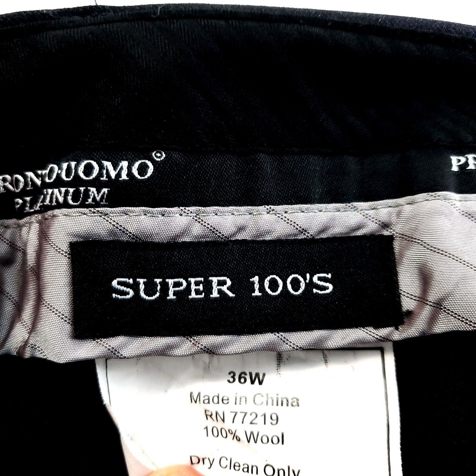 Pronto Uomo Pronto Uomo Platinum Super 100s Wool Gray Mid Rise Dress Pan Size 36R - 4 Thumbnail