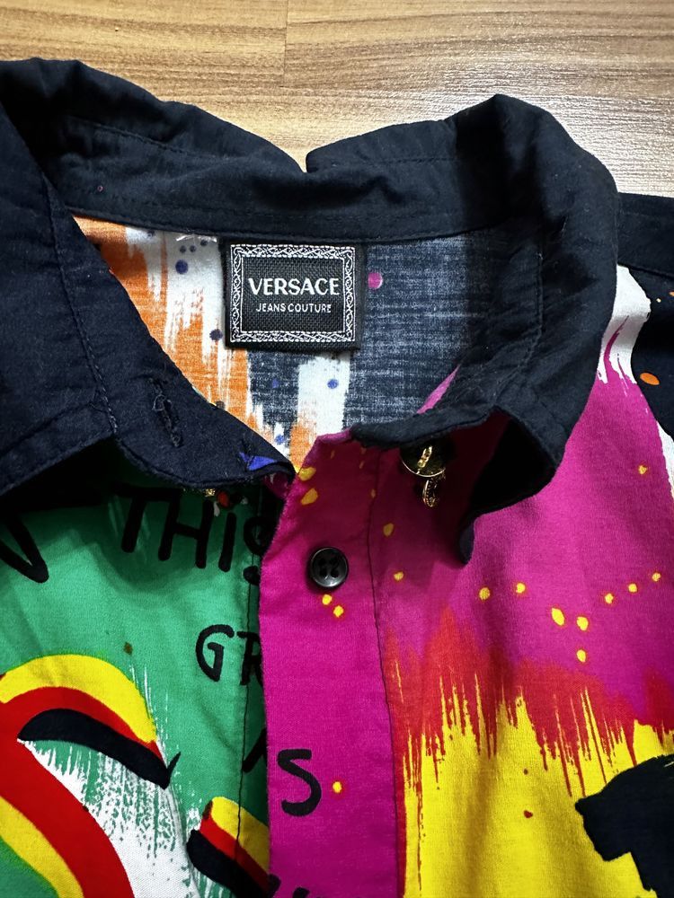 Versace × Versace Jeans Couture × Vintage Vintage Versace Graffiti Unisex Silk Shirt Size US M / EU 48-50 / 2 - 6 Thumbnail