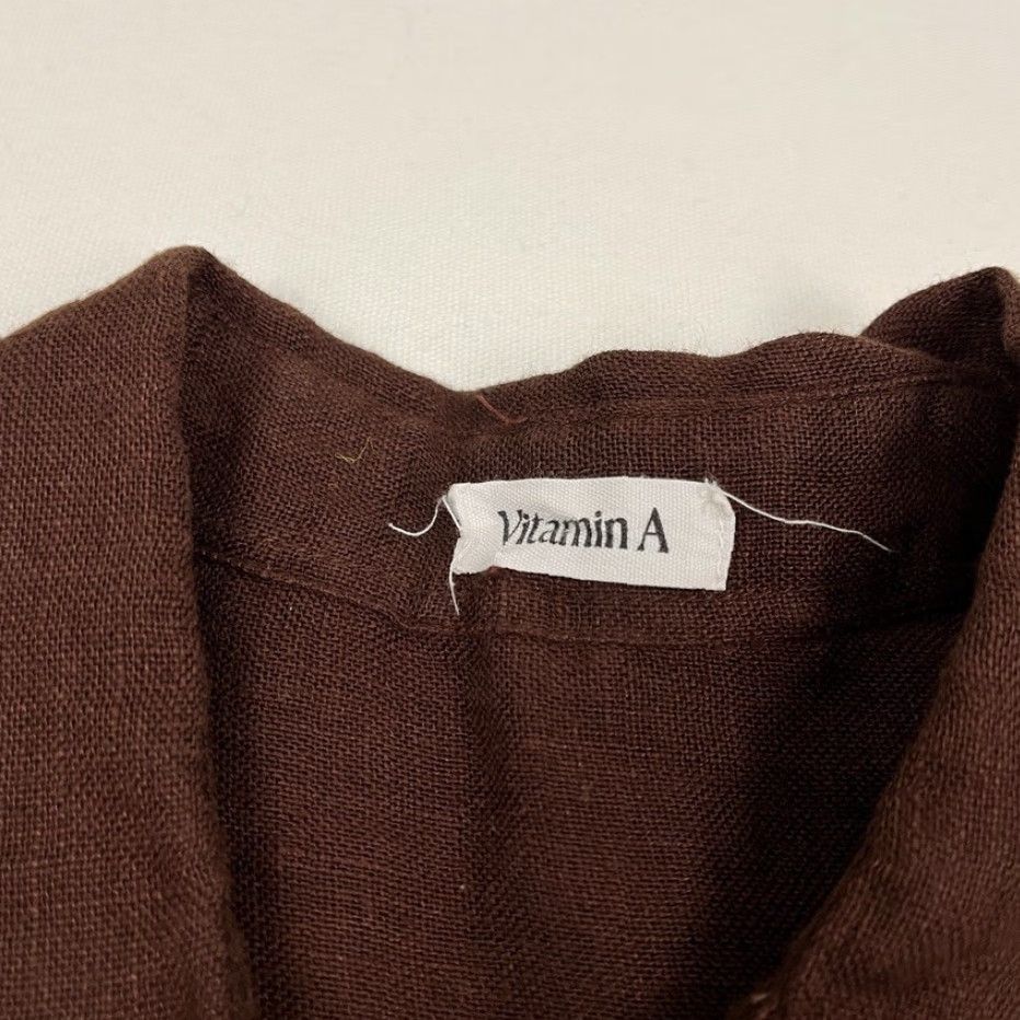 Vintage Vitamin A Shirt Womens Large Oversized Brown Linen Coastal Coverup Boyfriend Top Size L / US 10 / IT 46 - 2 Thumbnail
