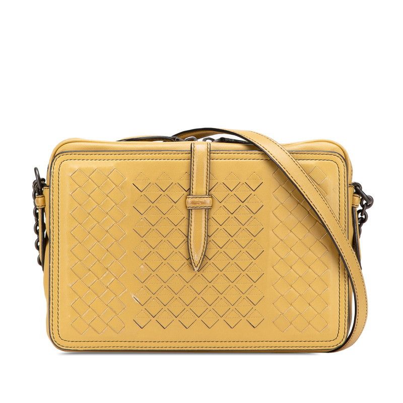 Bottega Veneta Bottega Veneta Intrecciato Leather Shoulder Bag Leather Shoulder Bag in Yellow, Women's