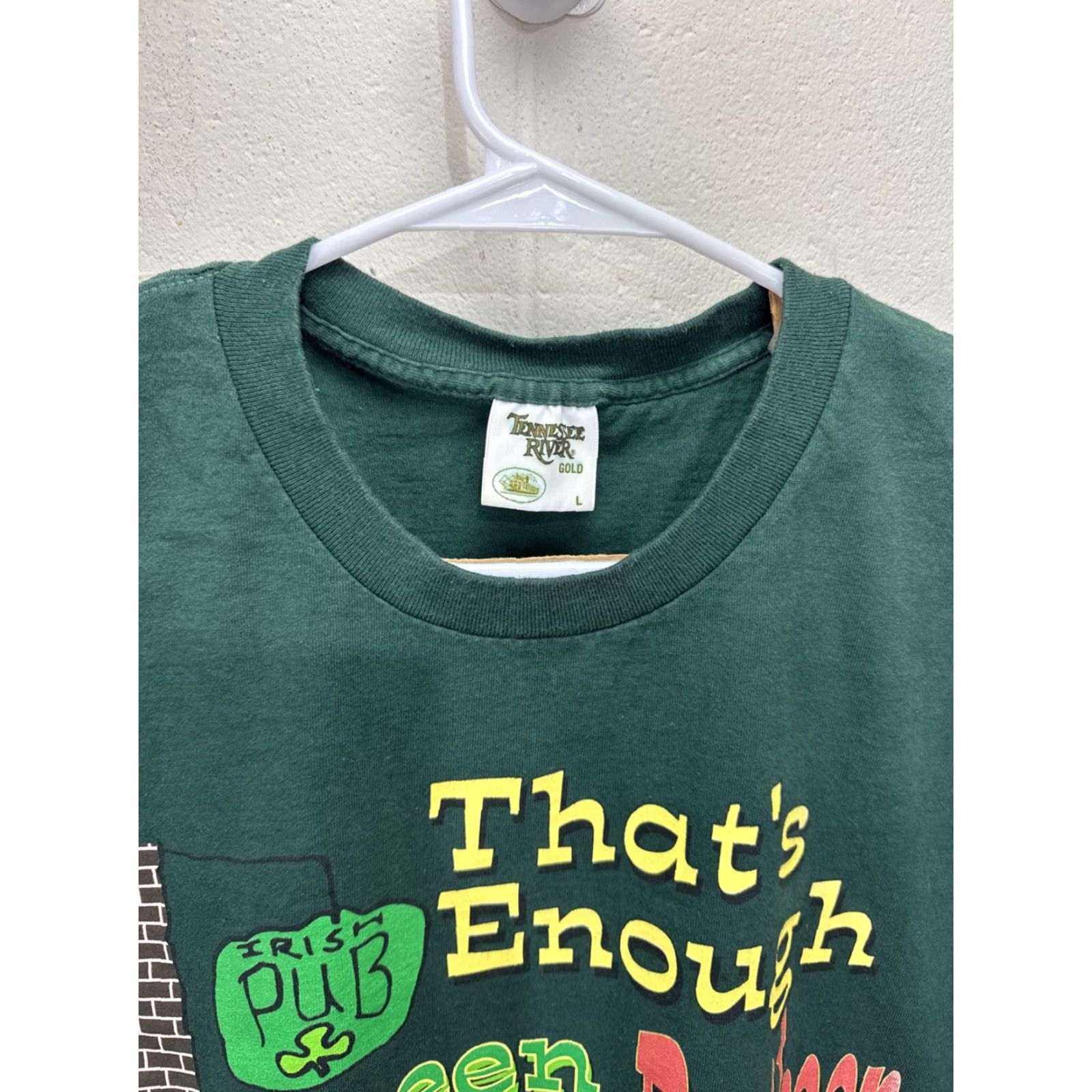Vintage VINTAGE 90s Tennessee River Snoopy St Patrick's Day Drinking T-Shirt Large Green Graphic Print Mens Size US L / EU 52-54 / 3 - 5 Thumbnail